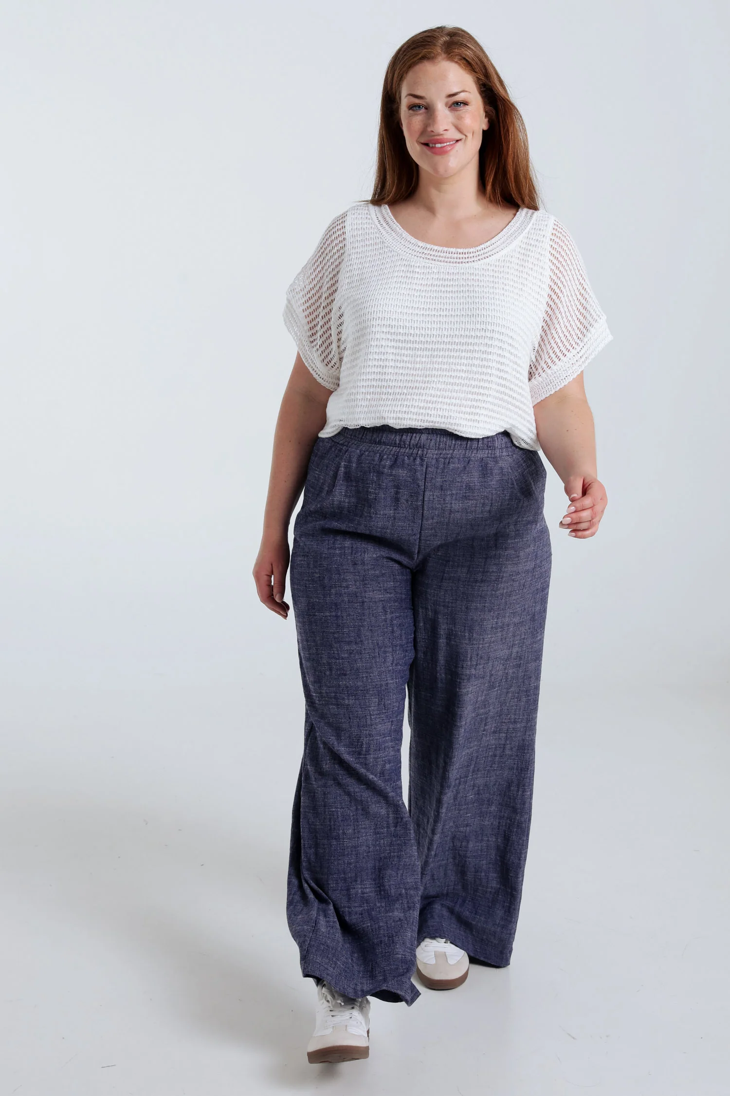 Pantalon large en lin uni - Image 9