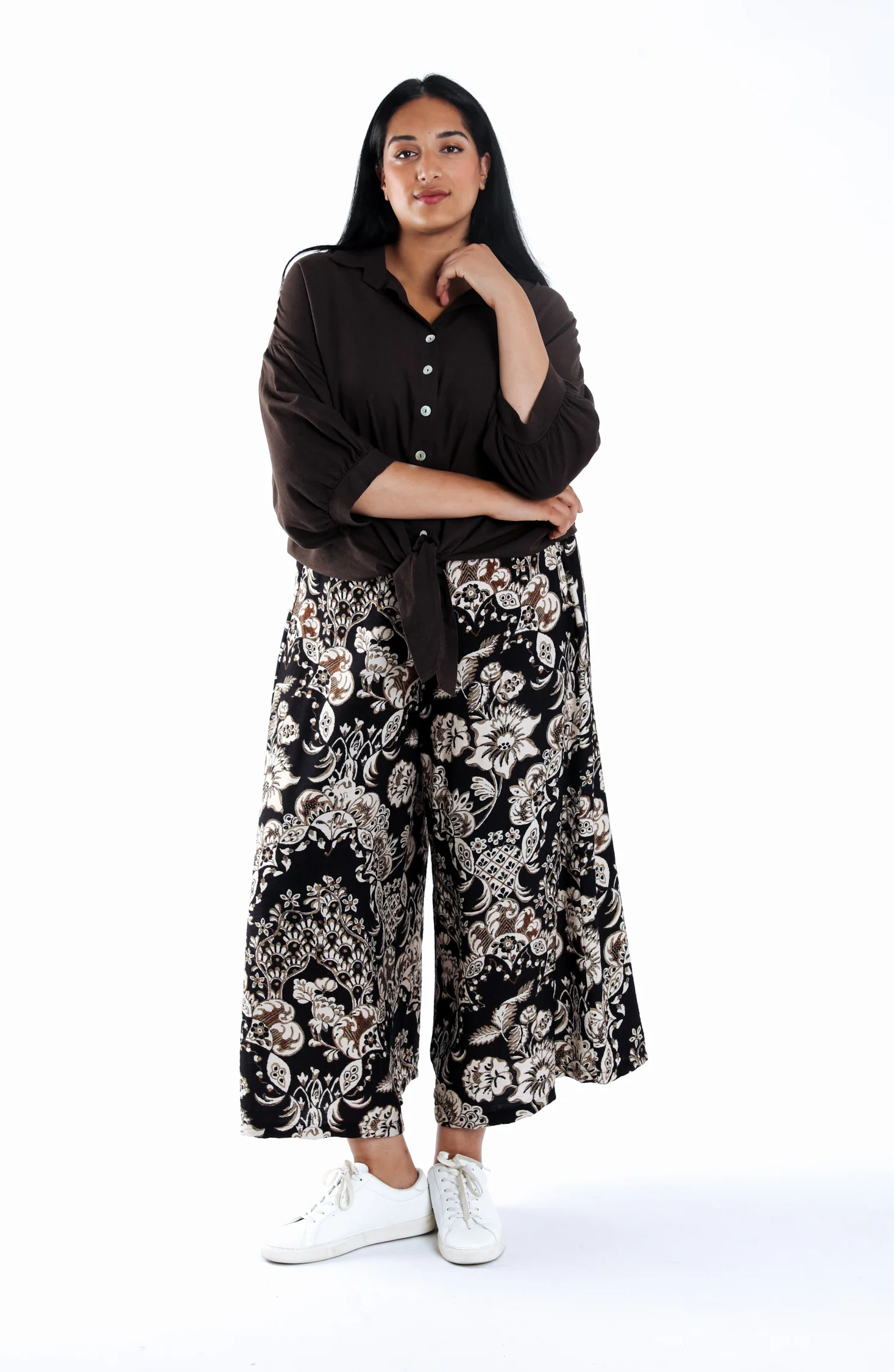 Pantalon large en viscose imprimé cachemire