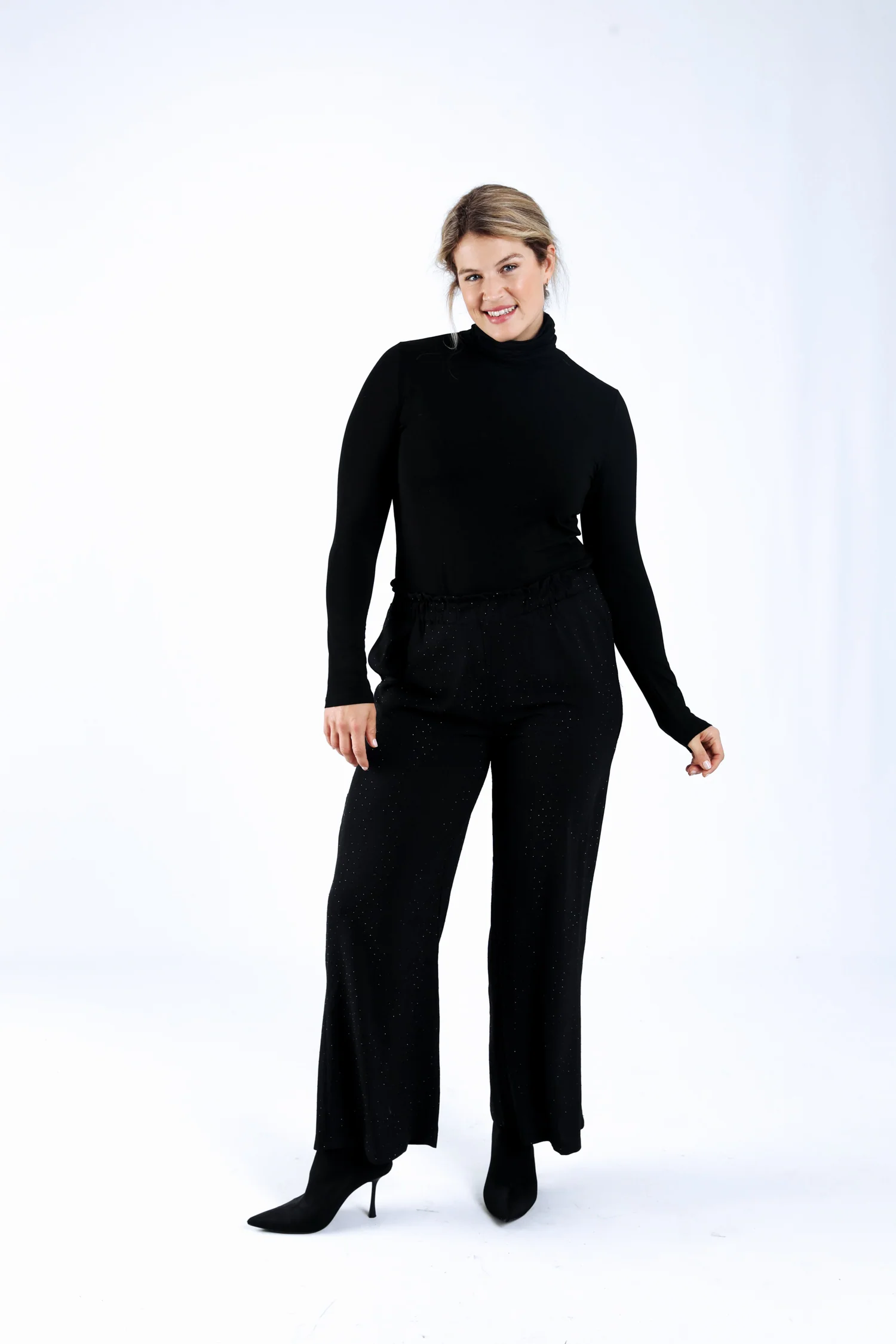 Pantalon large uni avec strass ton sur ton - Image 5