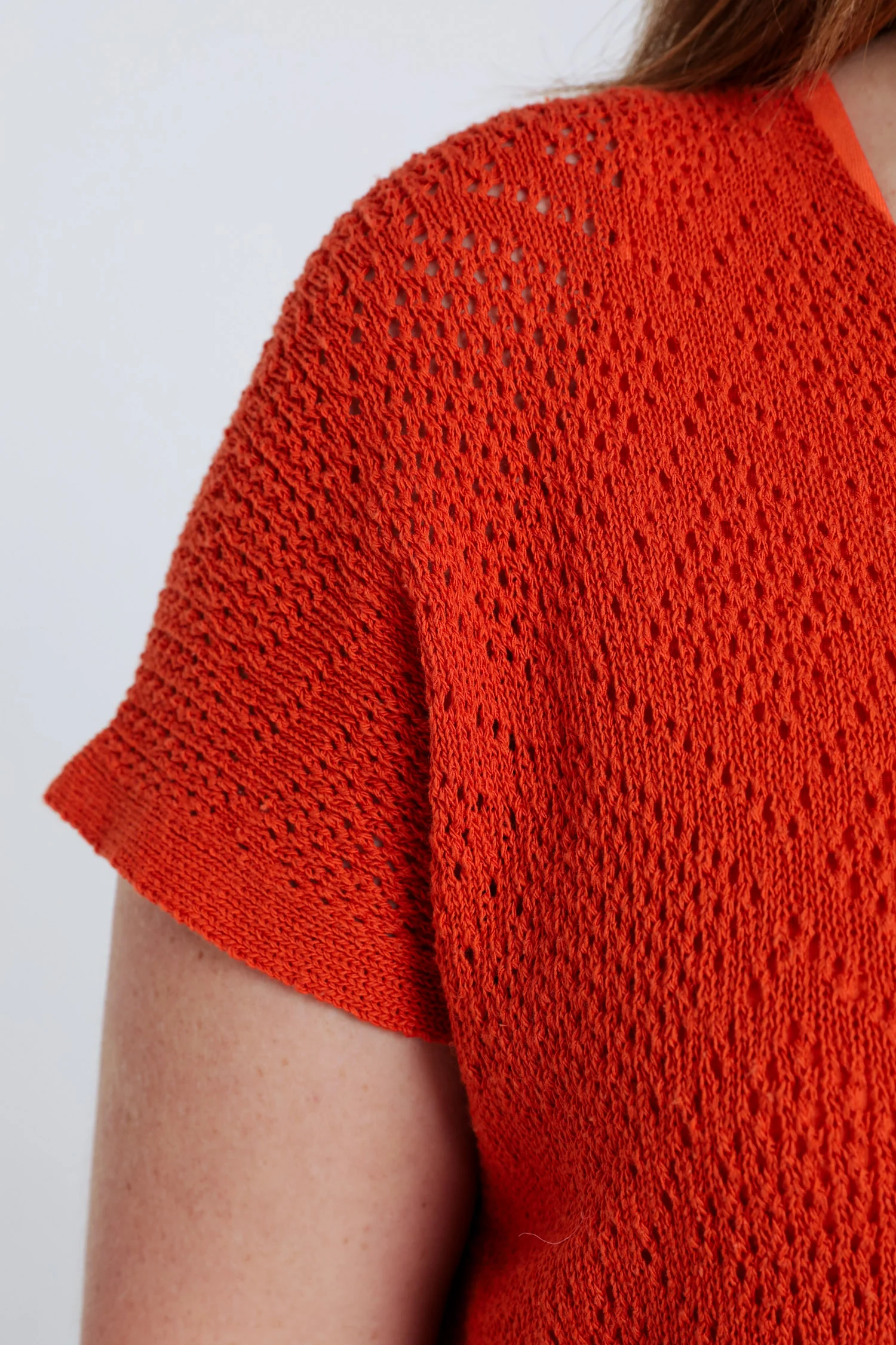 Pull boîte uni en coton ajouré - Image 5