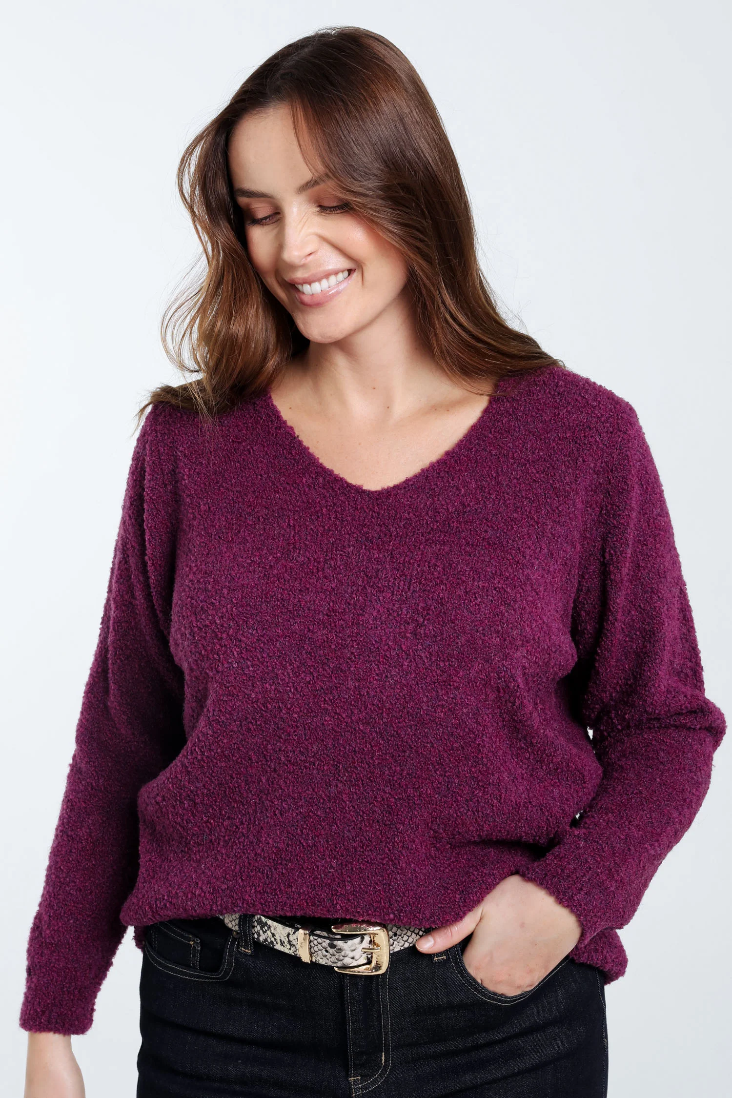 Pull maille bouclette uni