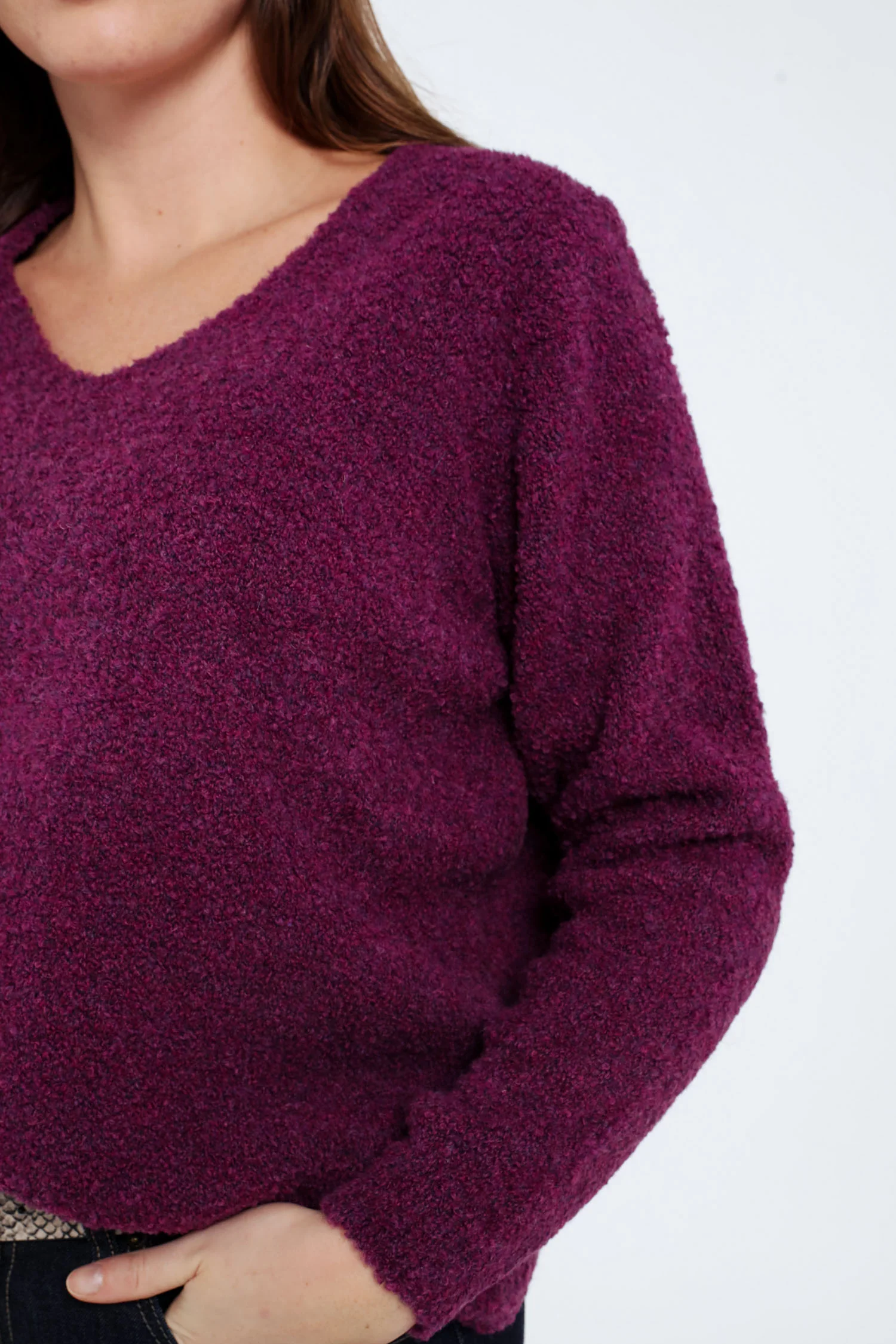 Pull maille bouclette uni - Image 5