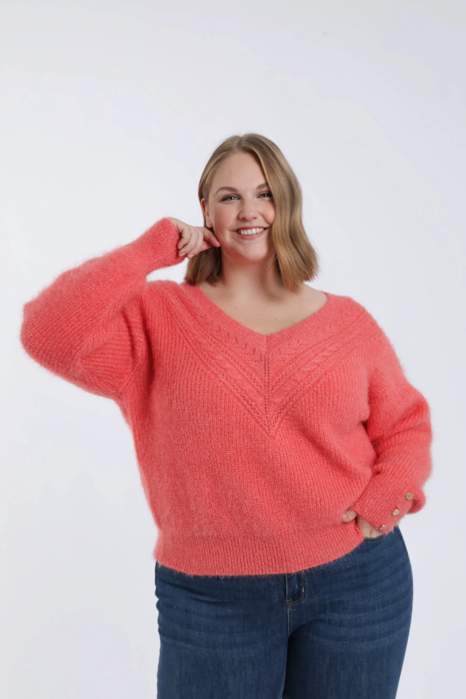 Pull maille poilue uni