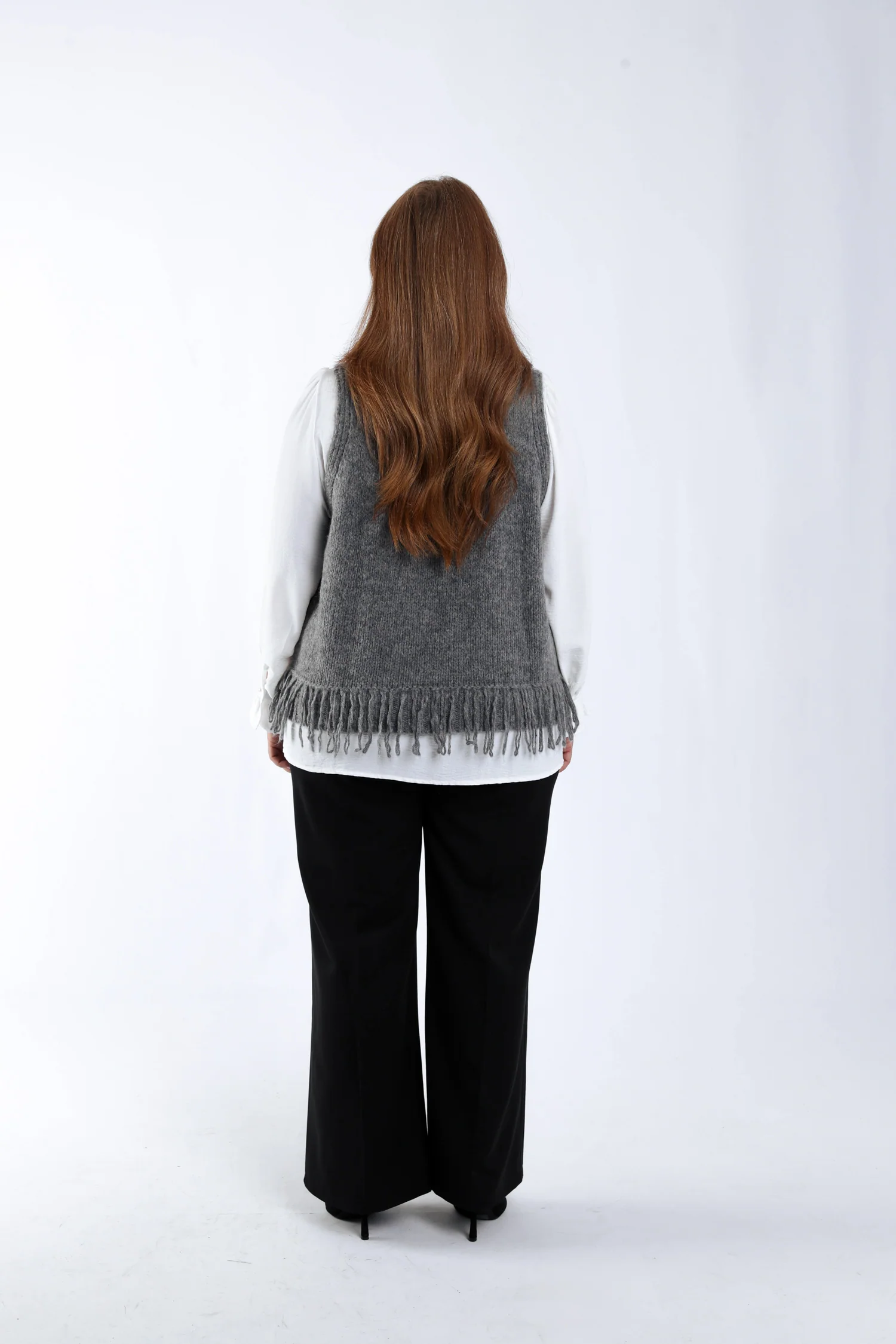Pull sans manches uni à franges - Image 2