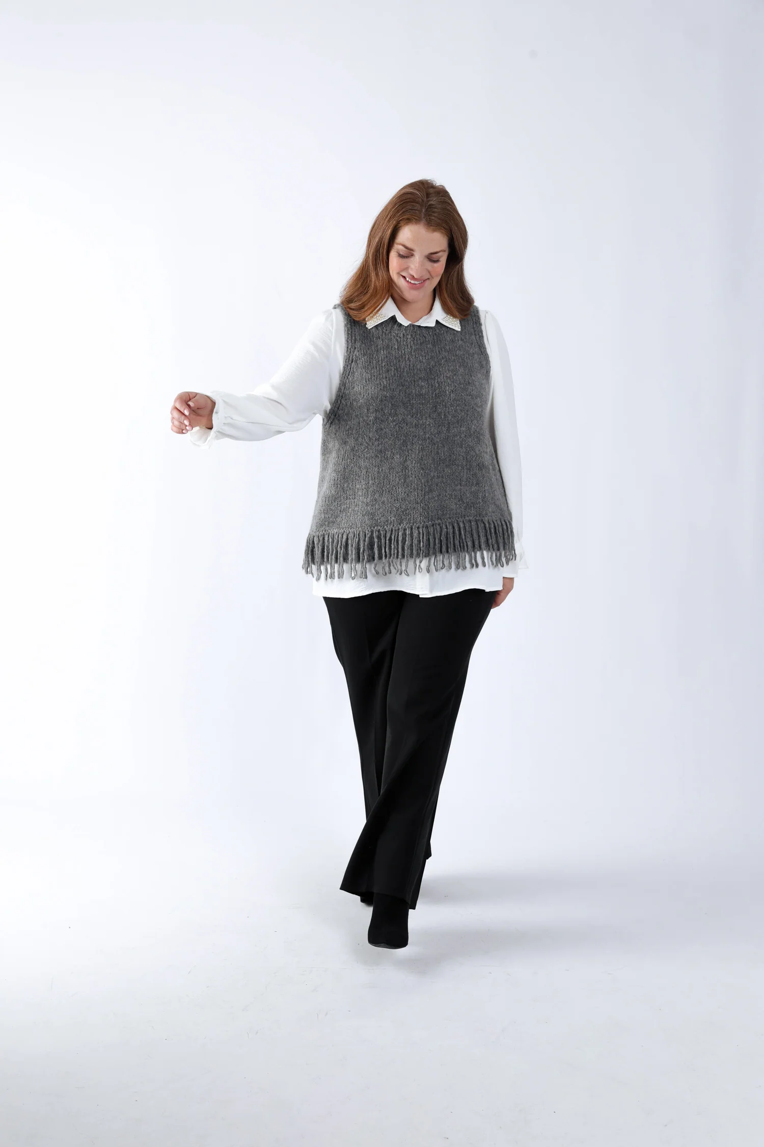Pull sans manches uni à franges - Image 6