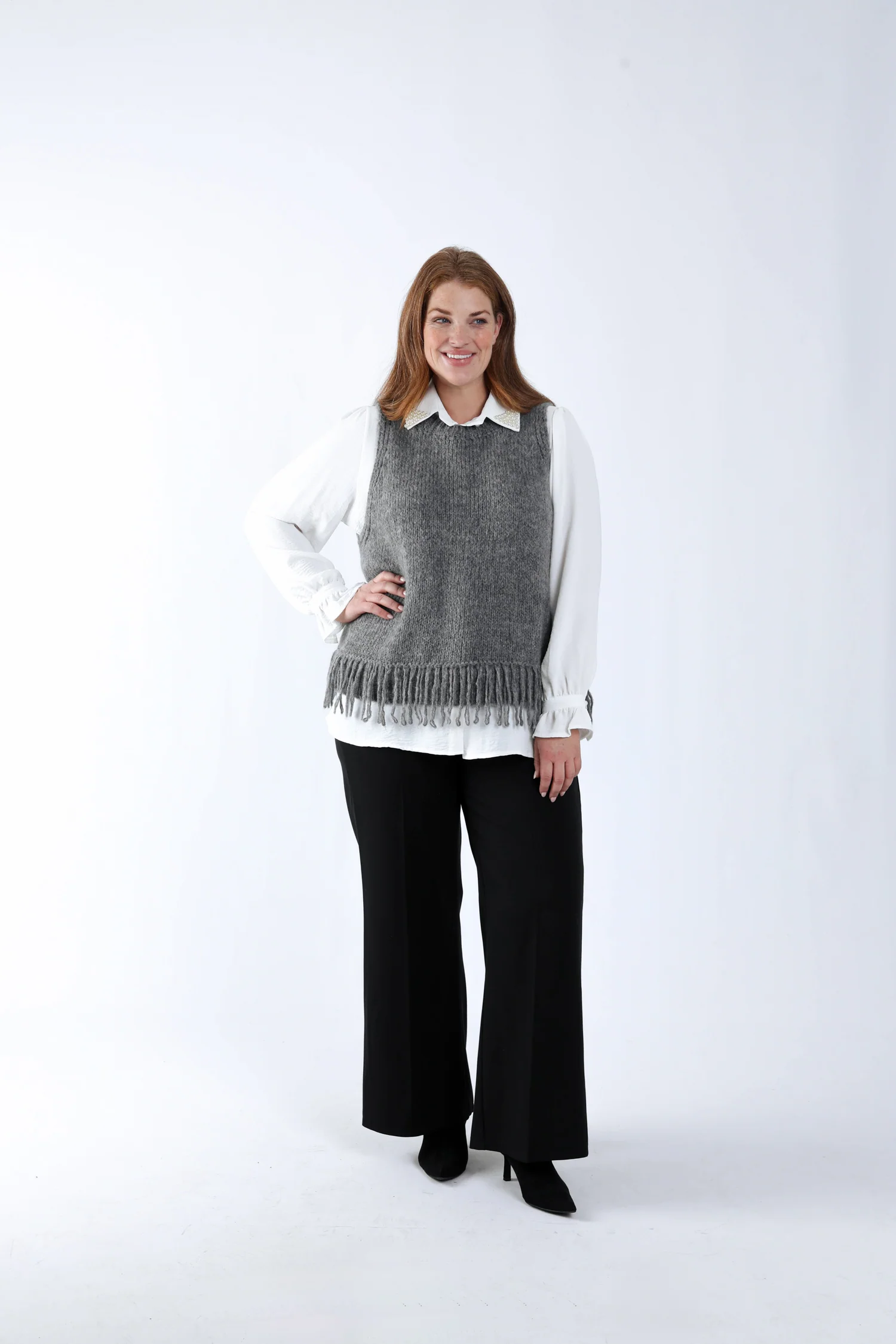 Pull sans manches uni à franges - Image 7