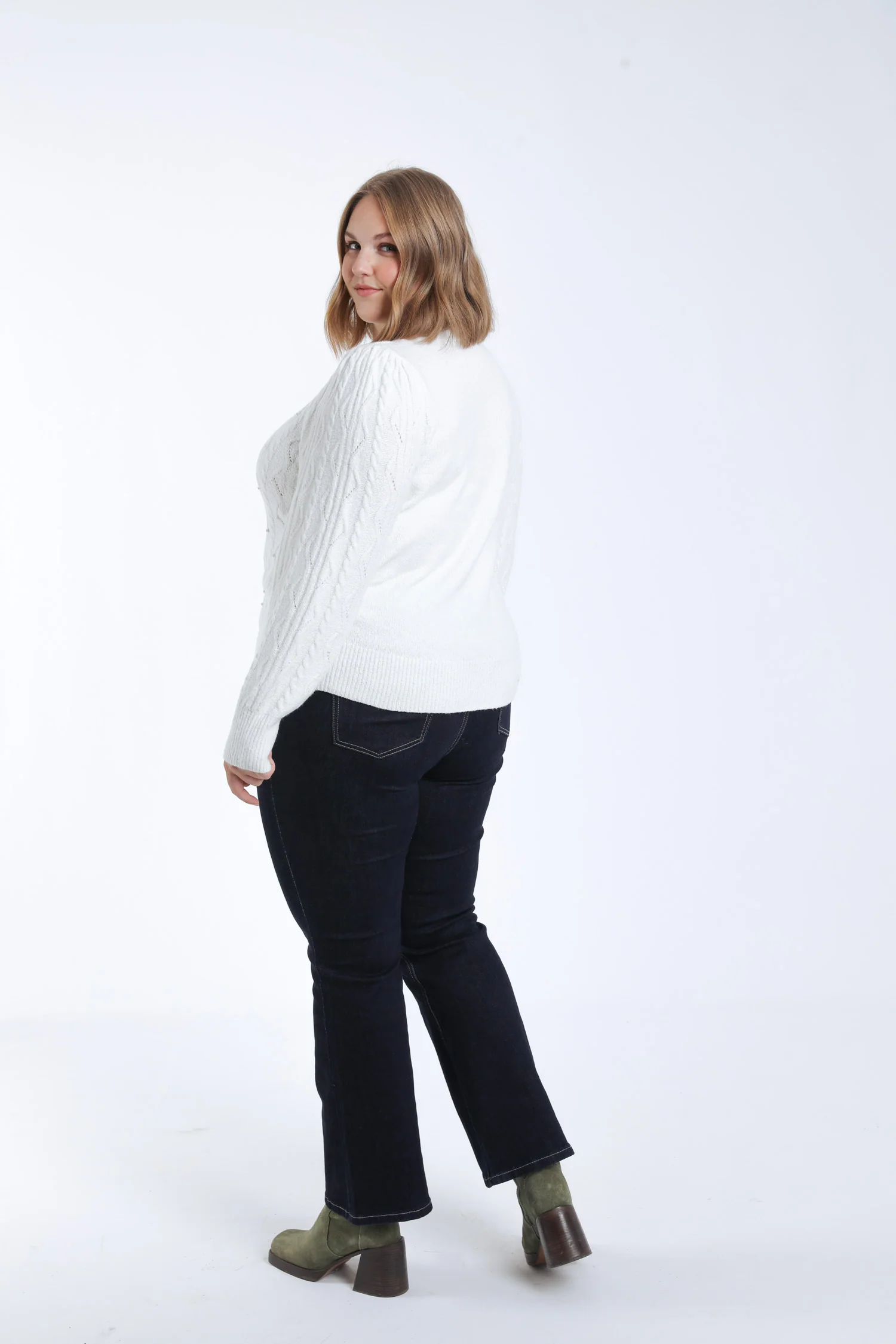 Pull torsades et perles uni - Image 2