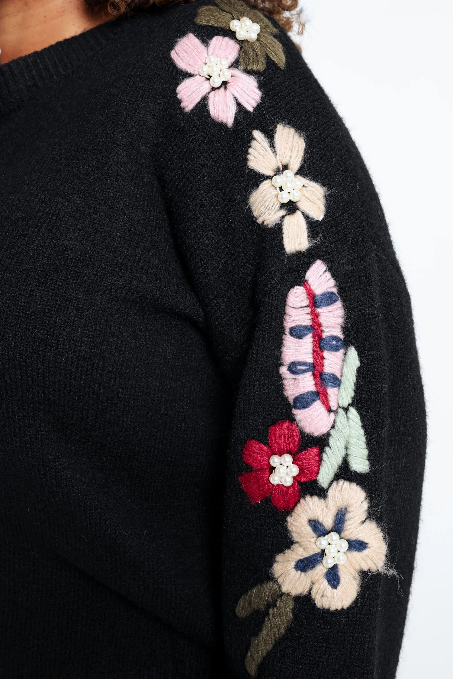Pull uni avec manches détail broderies - Image 4