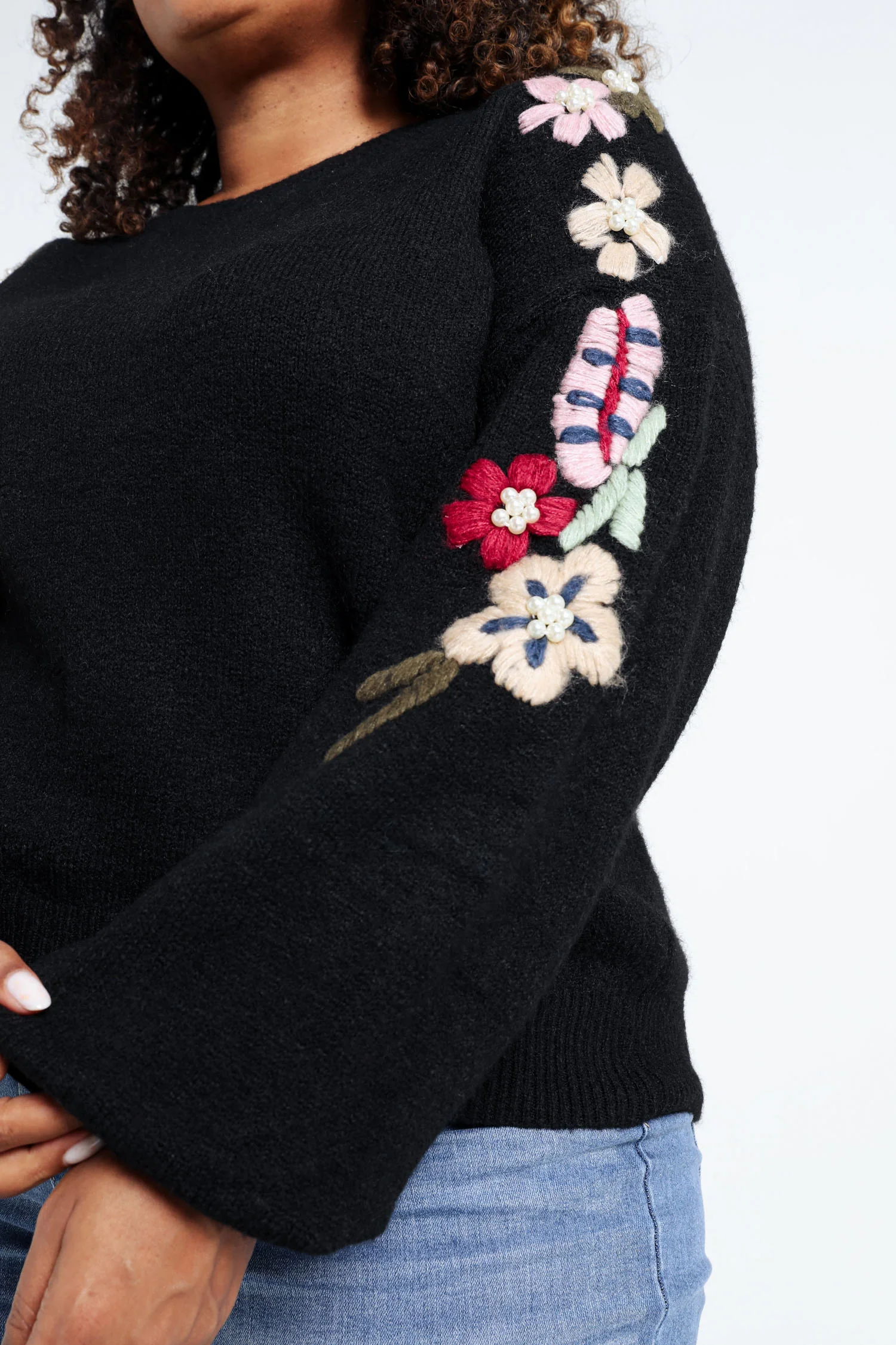 Pull uni avec manches détail broderies - Image 5