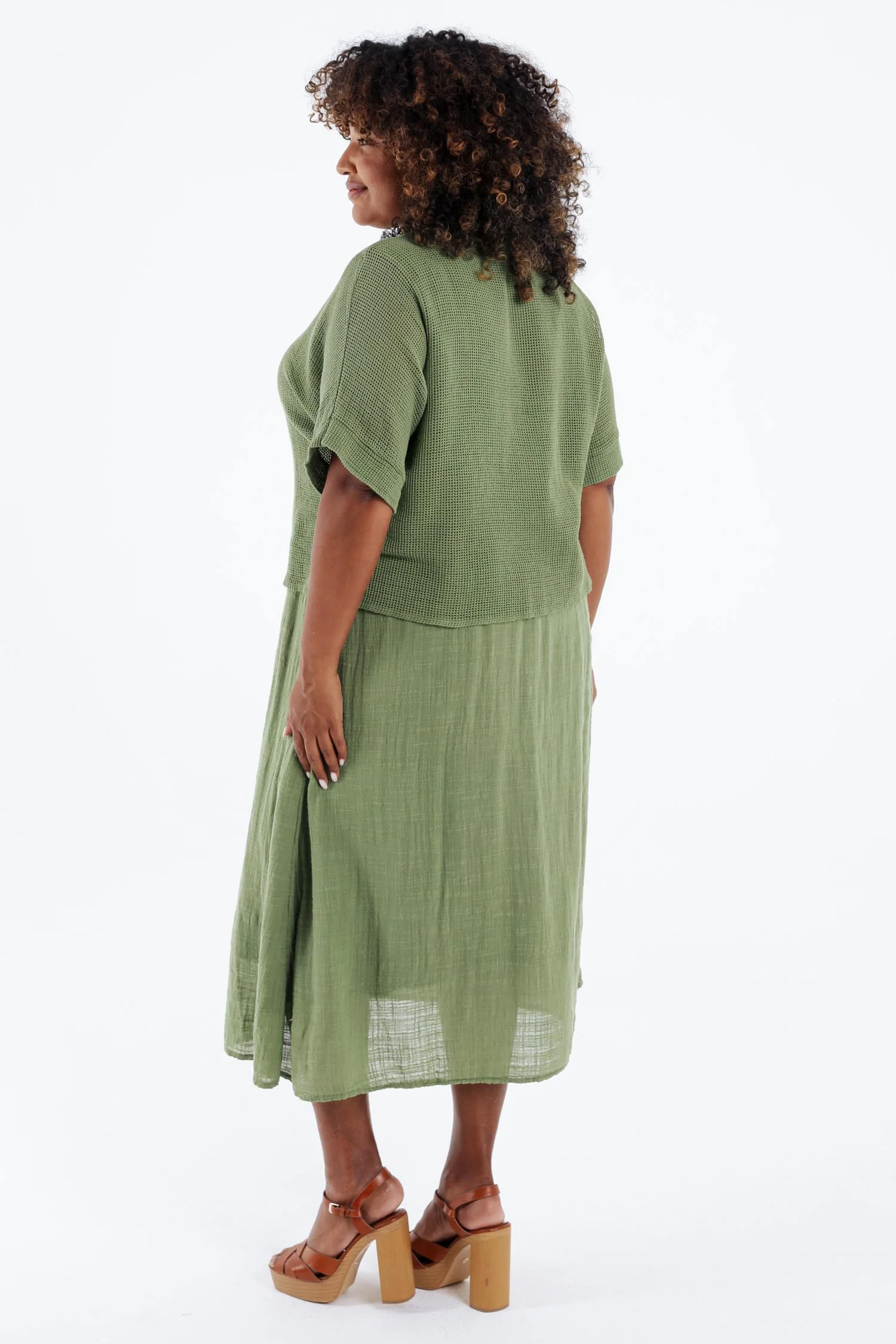 Robe 2en 1 en gaze de coton unie - Image 2