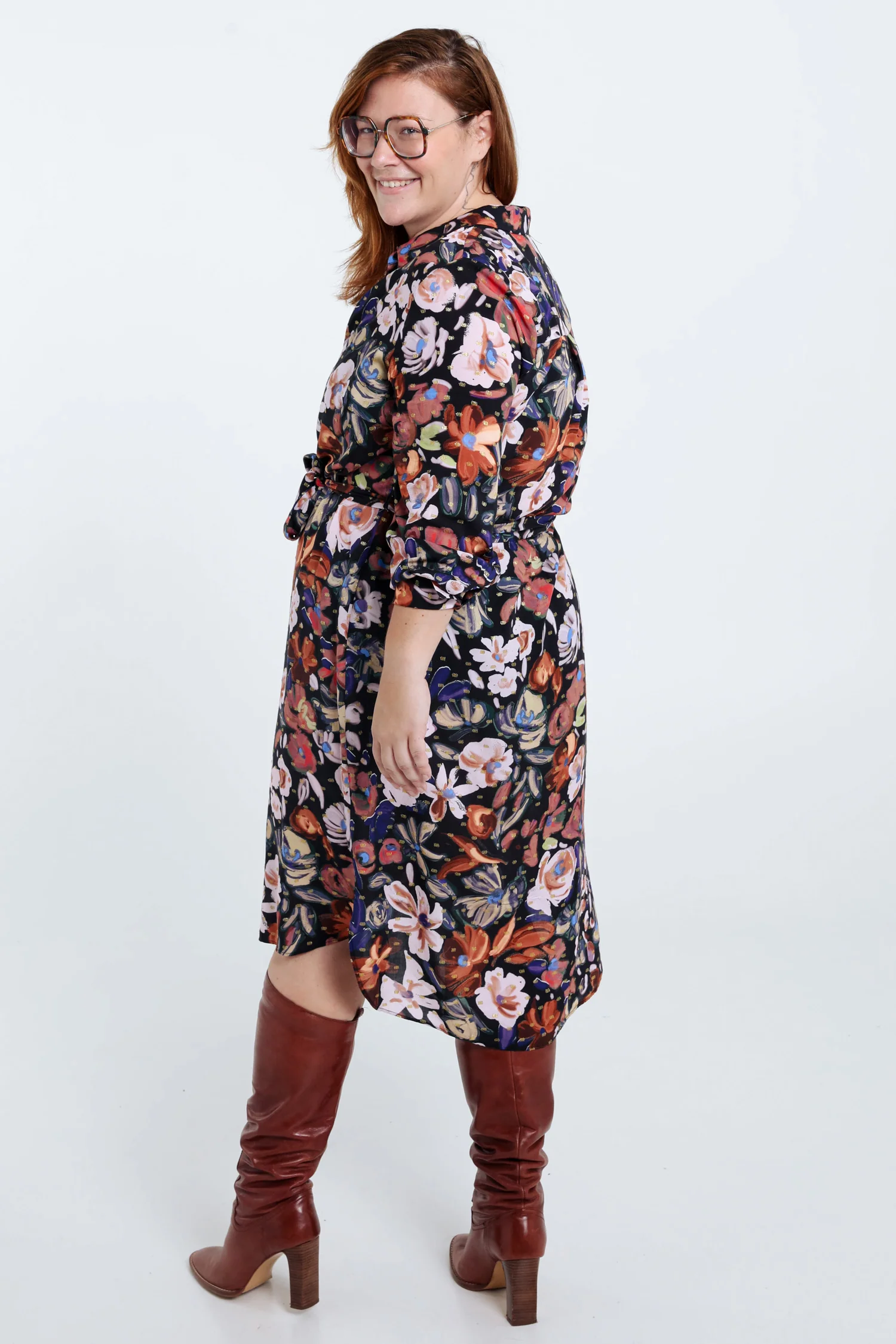 Robe chemise à fleurs avec lurex - Image 2