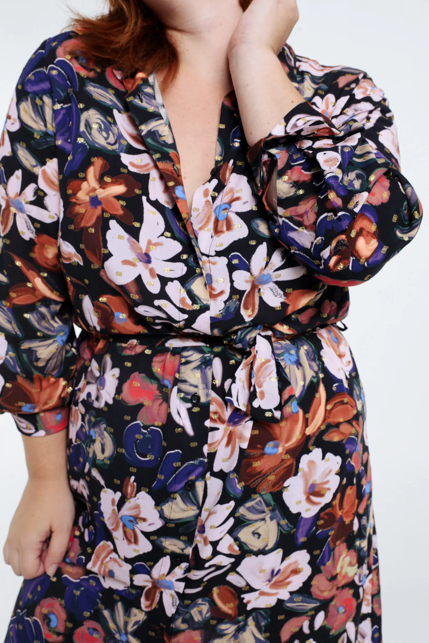 Robe chemise à fleurs avec lurex - Image 4