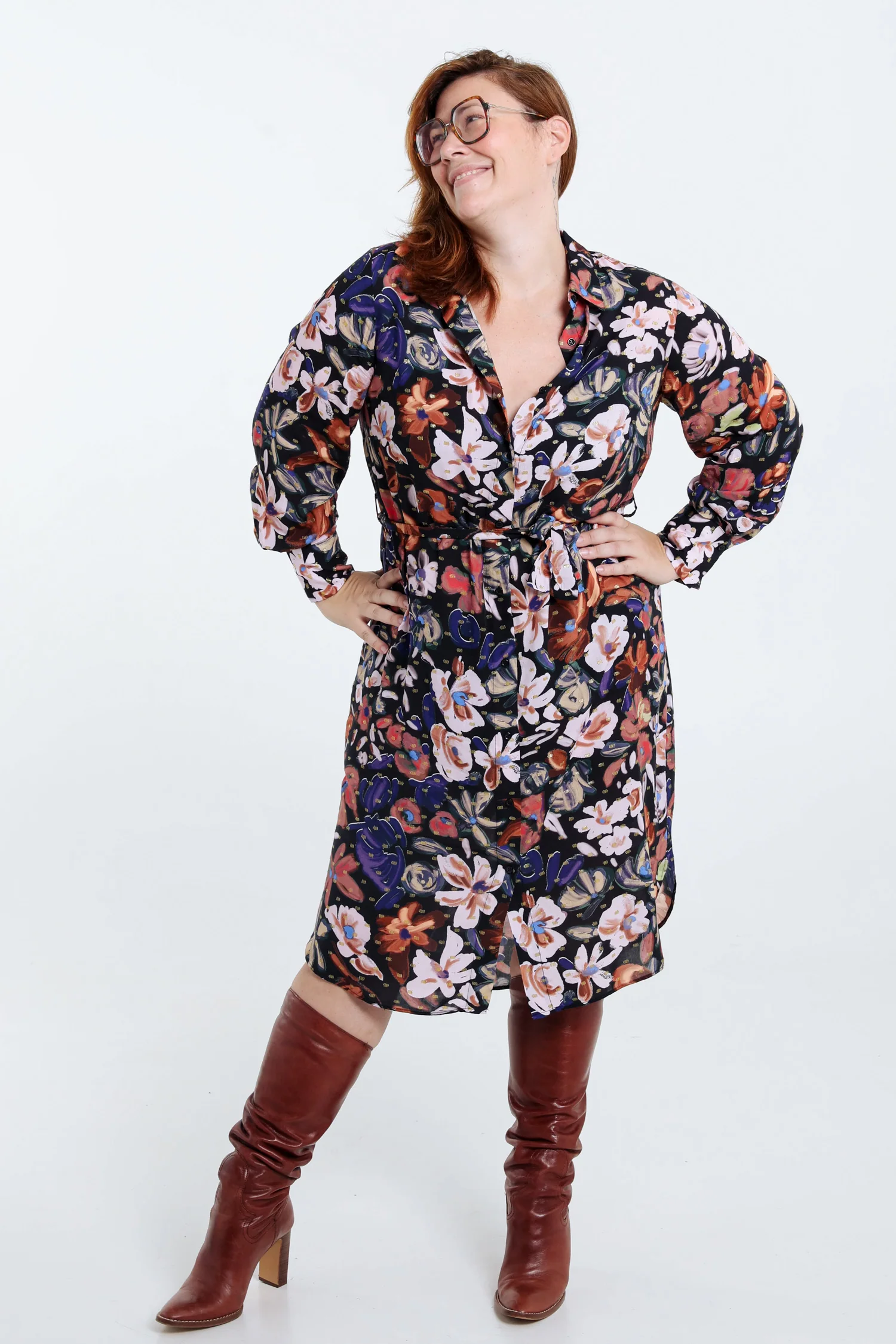 Robe chemise à fleurs avec lurex - Image 7