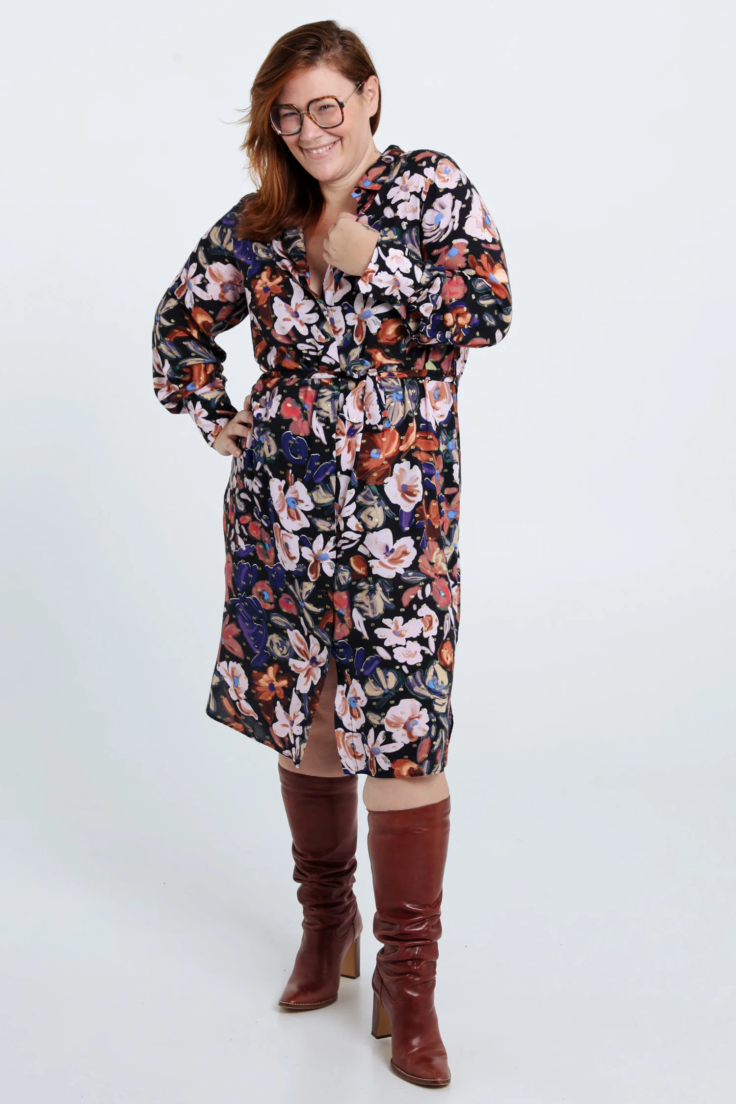 Robe chemise à fleurs avec lurex - Image 8