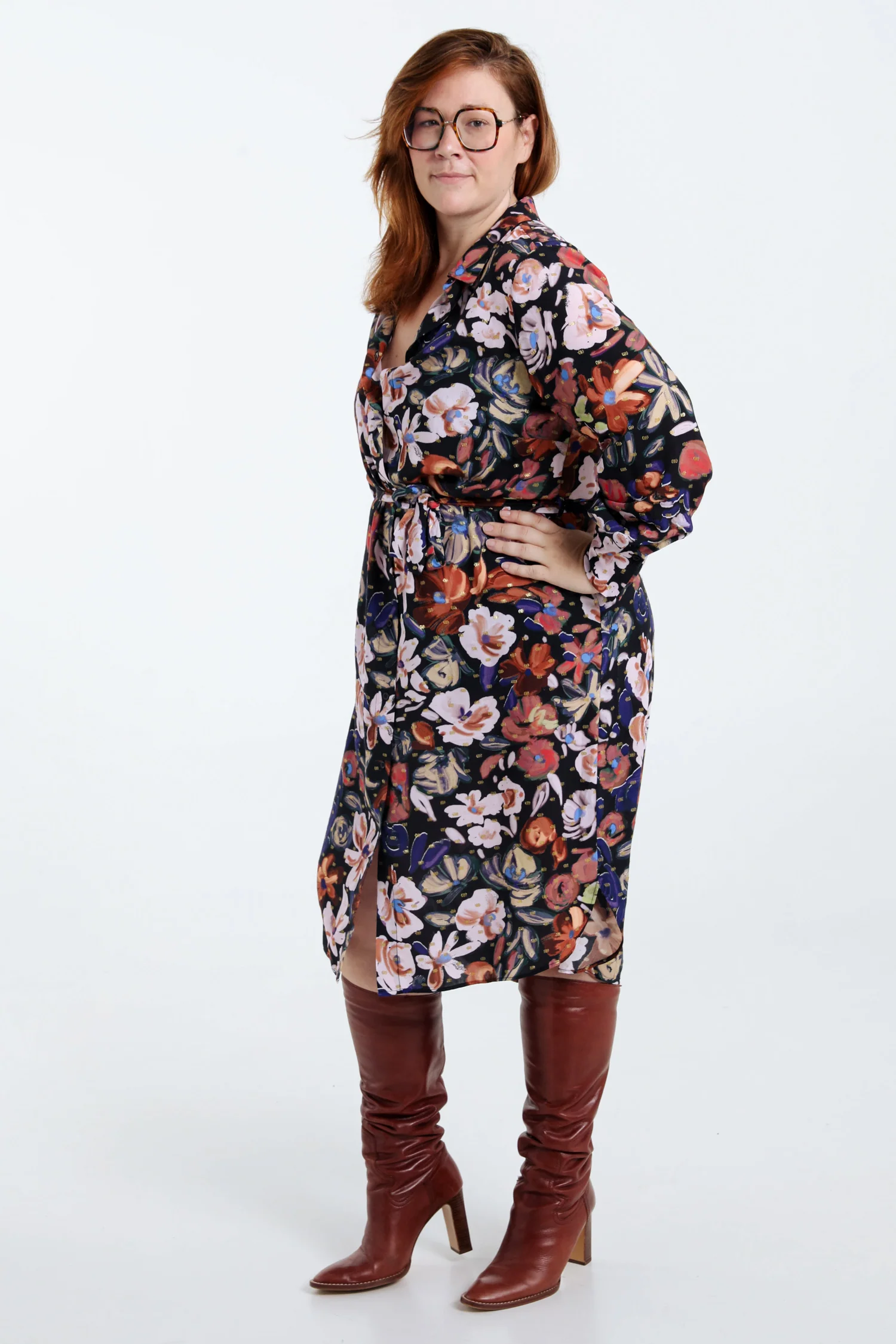 Robe chemise à fleurs avec lurex - Image 9