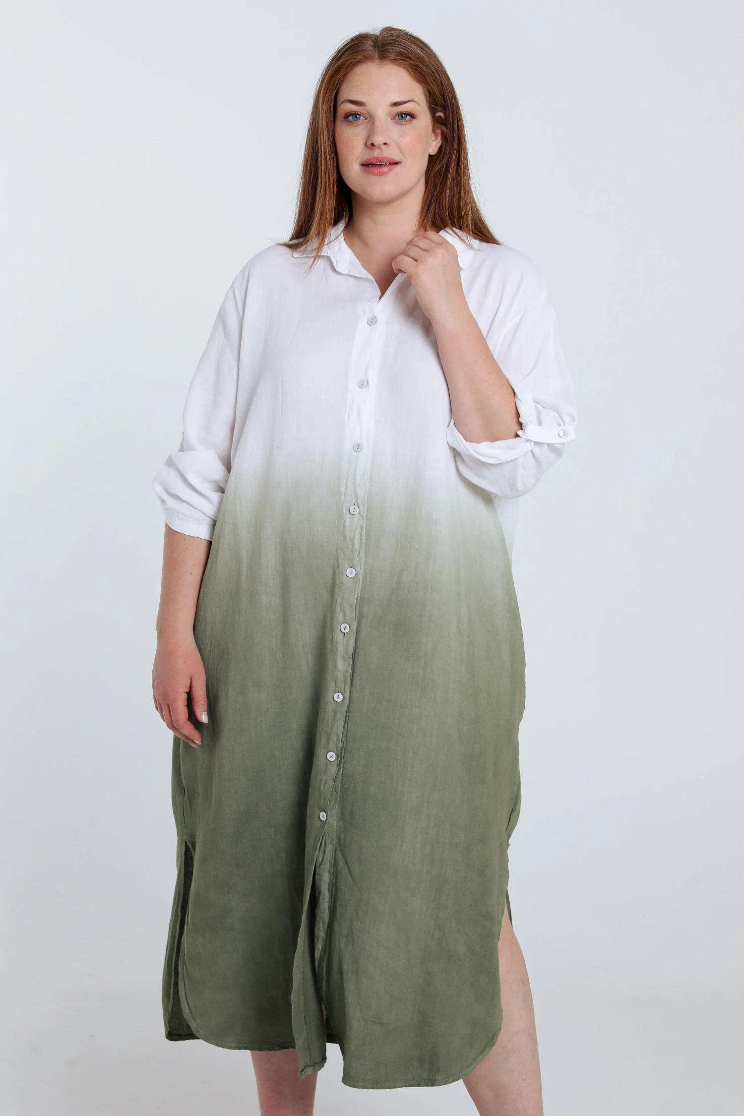 Robe chemise en lin et viscose tie&dye