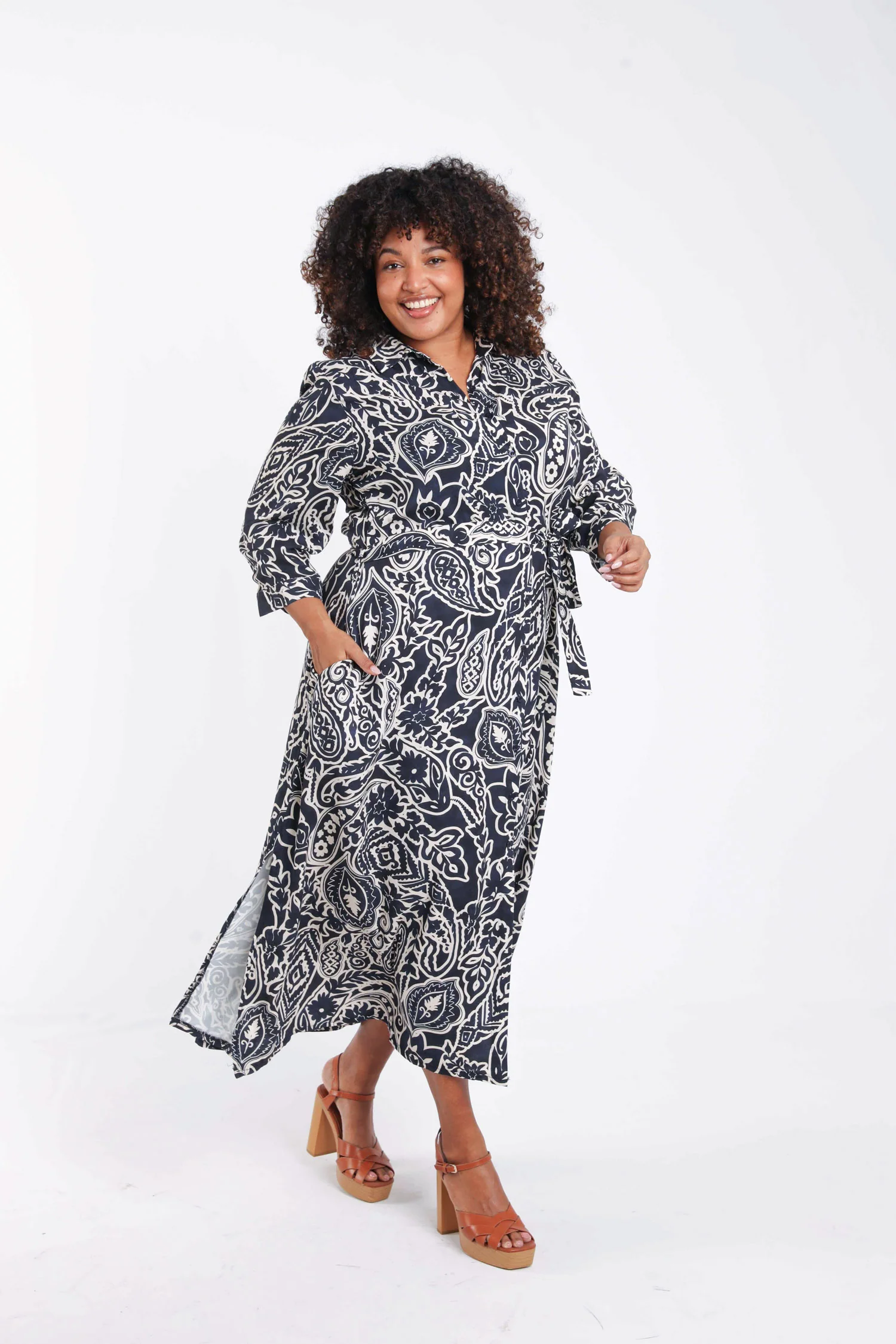 Robe chemise en viscose imprimé cachemire - Image 8
