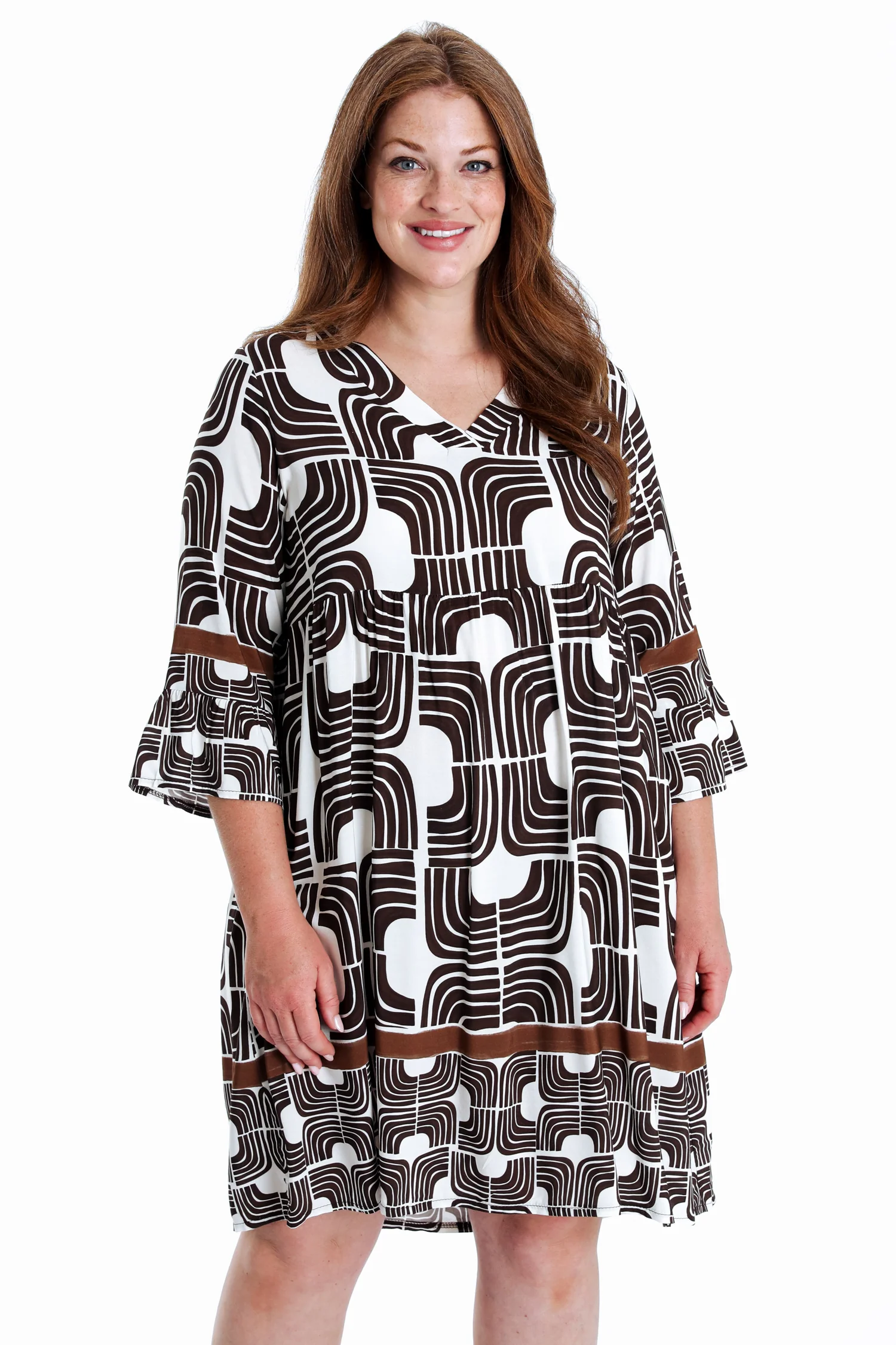 Robe courte en viscose imprimé graphique