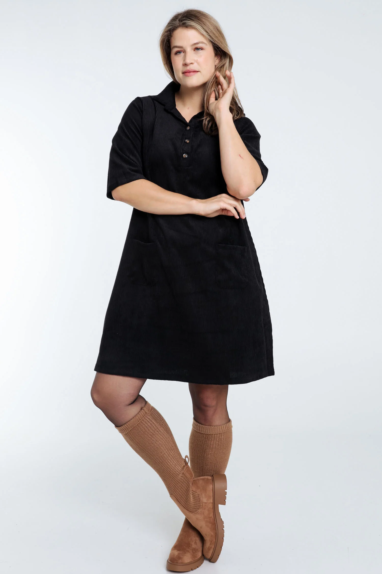 Robe courte unie en velours - Image 19