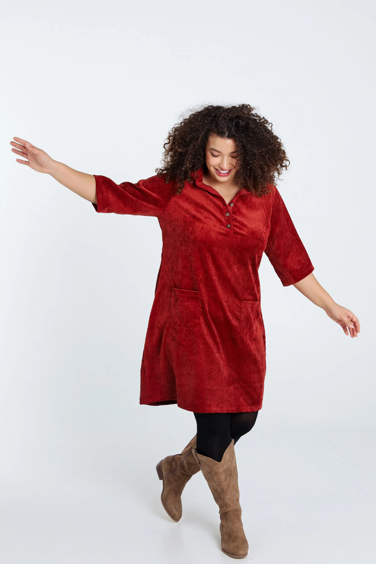 Robe courte unie en velours - Image 31