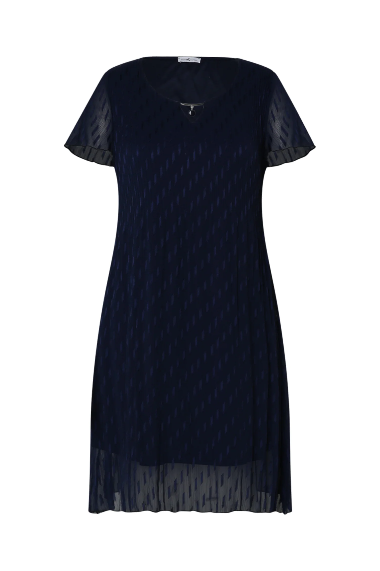 Robe courte unie en voile plissé - Image 10