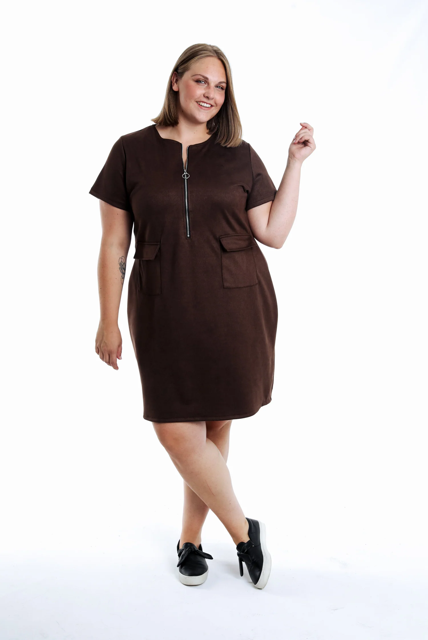 Robe en effet suédine unie - Image 7
