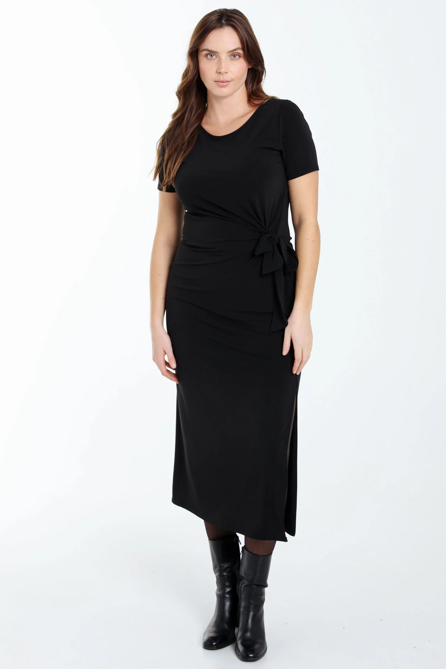 Robe en maille unie avec noeud - Image 8
