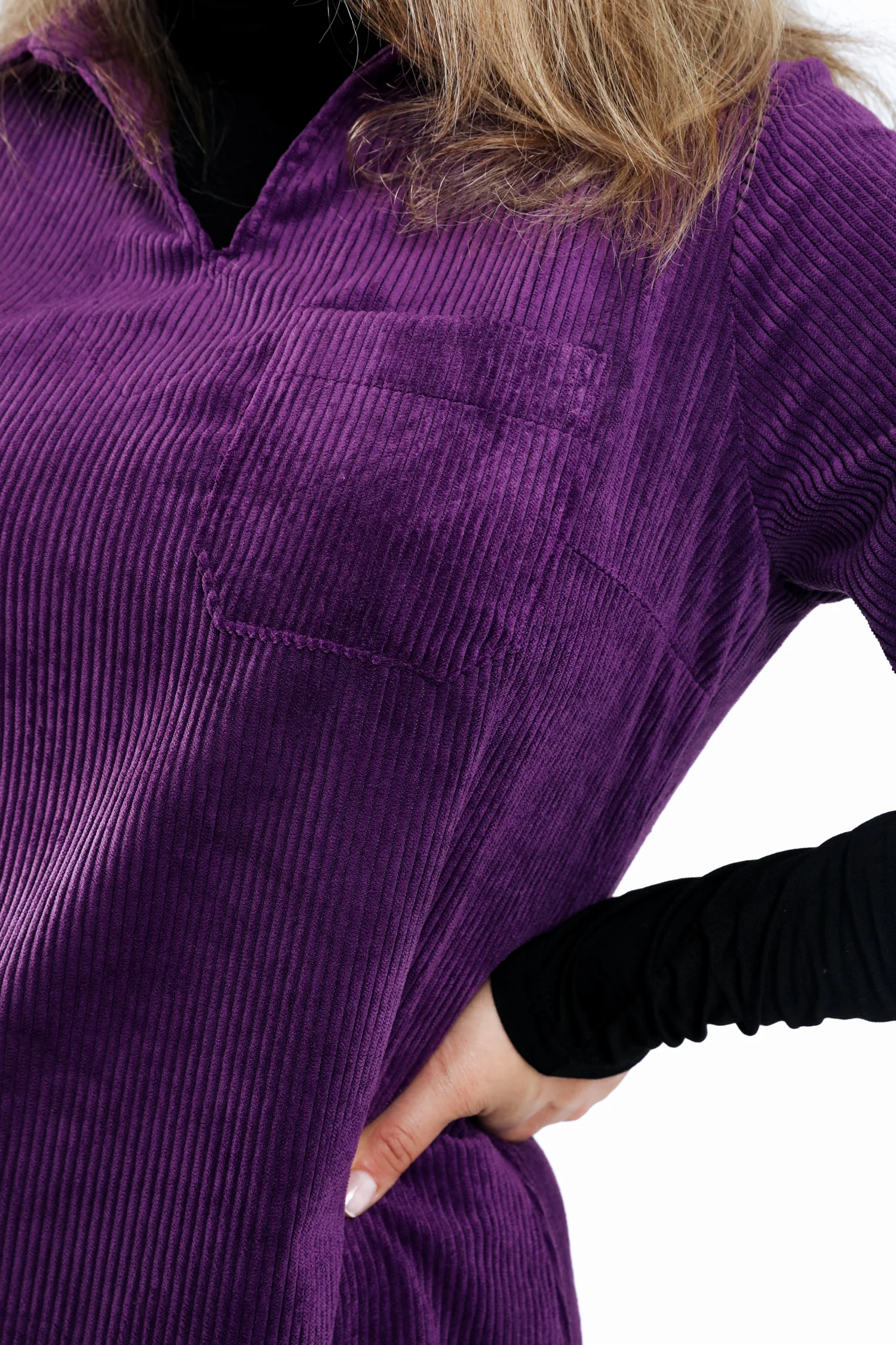 Robe en velours côtelé unie - Image 5