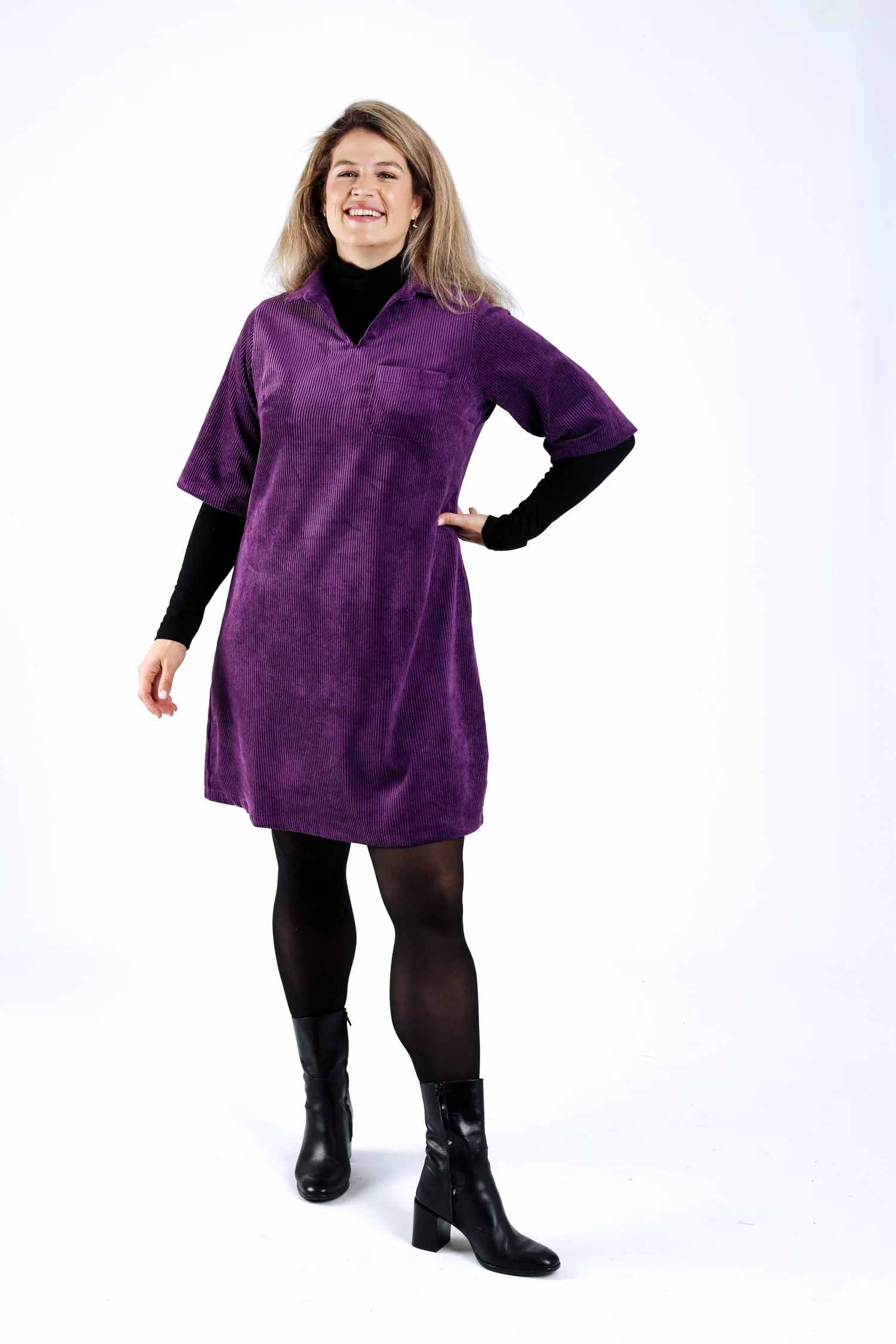 Robe en velours côtelé unie - Image 6