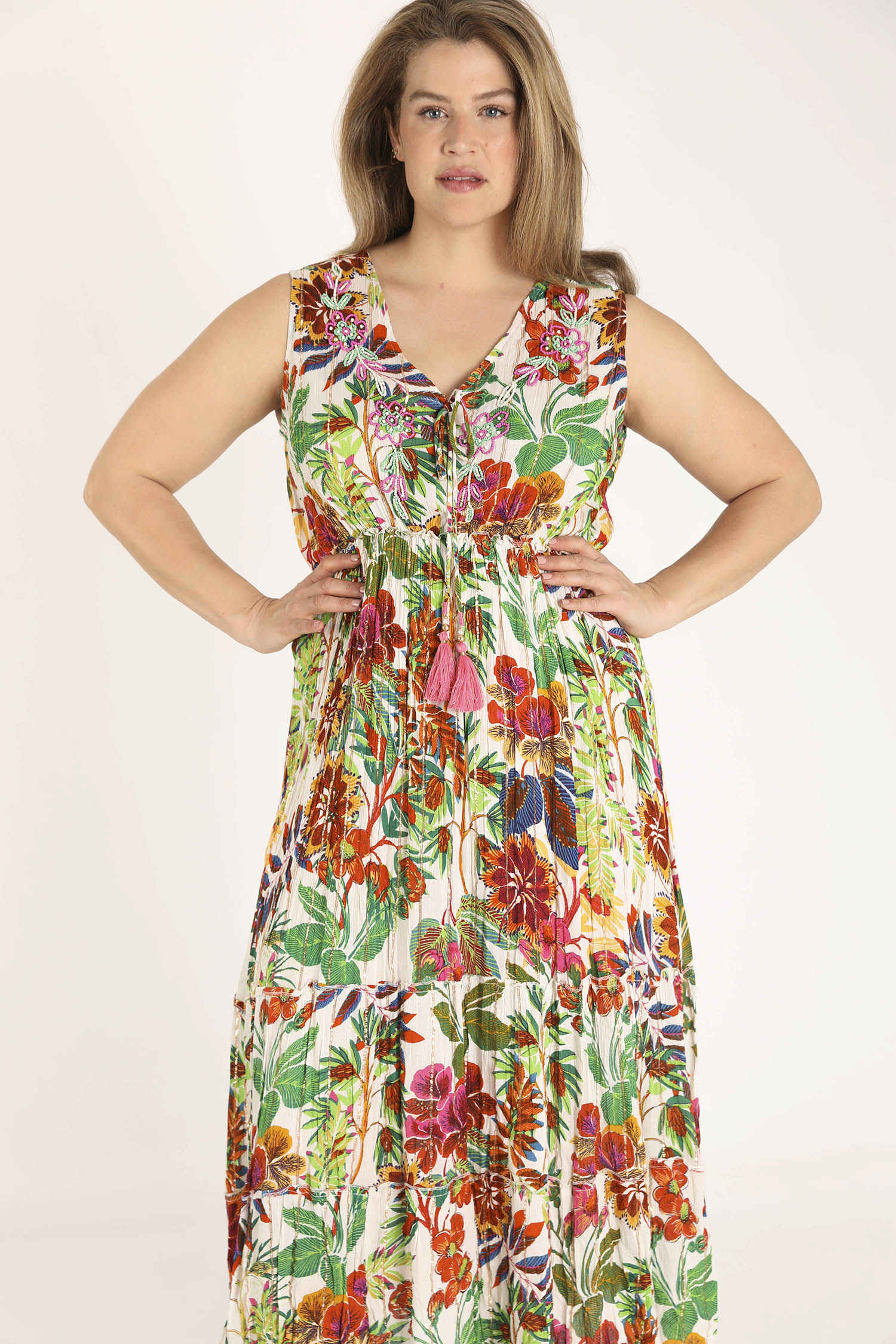 Robe en viscose imprimé fleuri avec lurex - Image 5