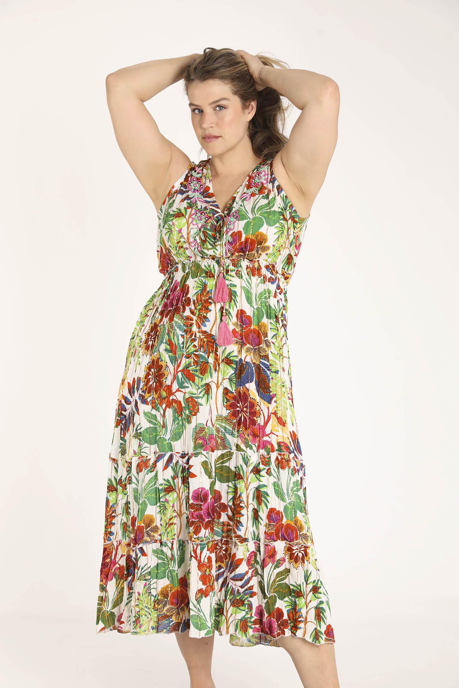 Robe en viscose imprimé fleuri avec lurex - Image 9