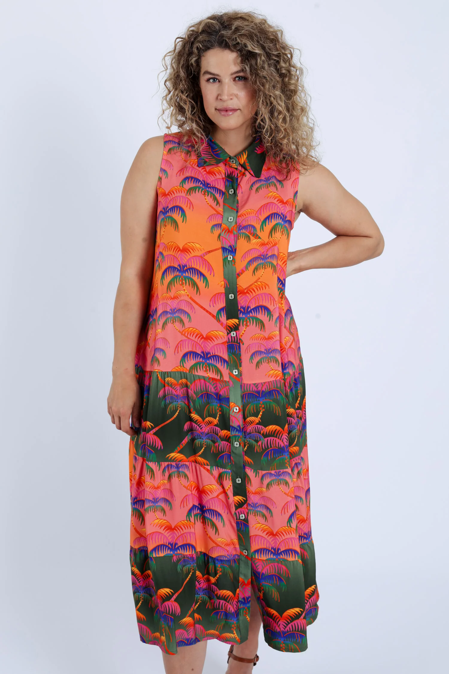 Robe en viscose imprimé palmiers