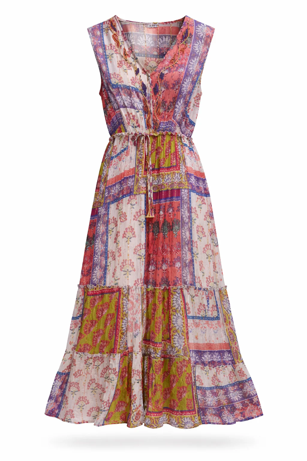 Robe en viscose imprimé patchwork
