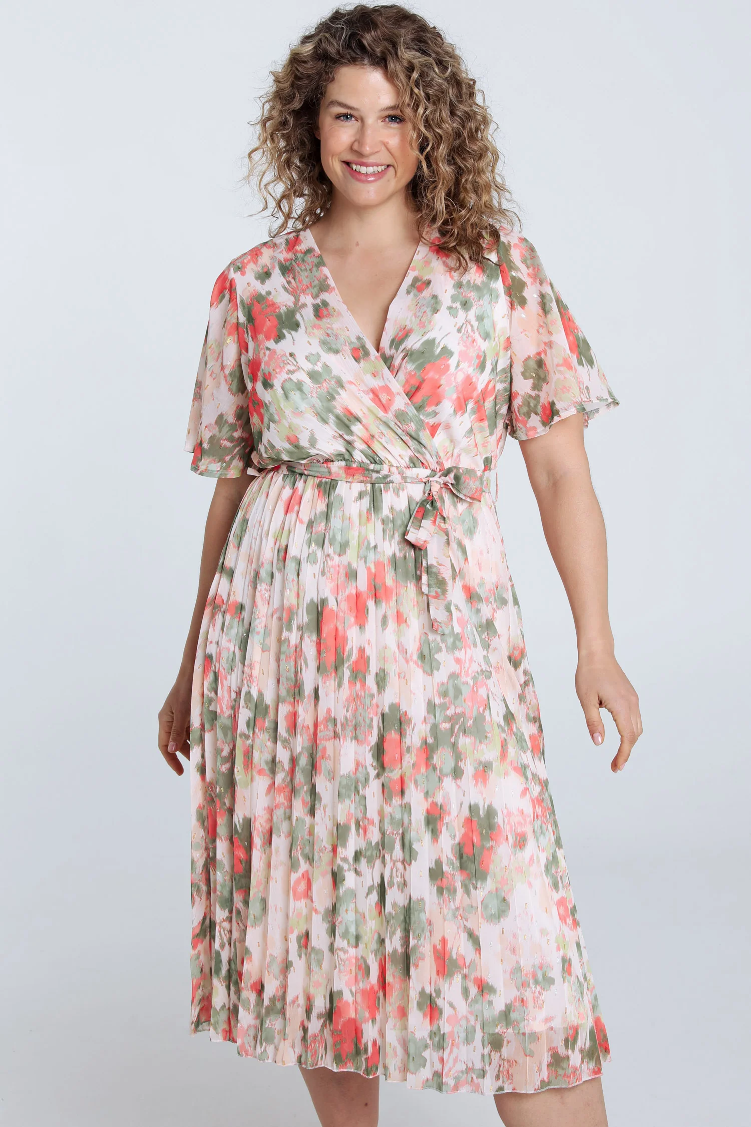 Robe en voile imprimé floral avec lurex
