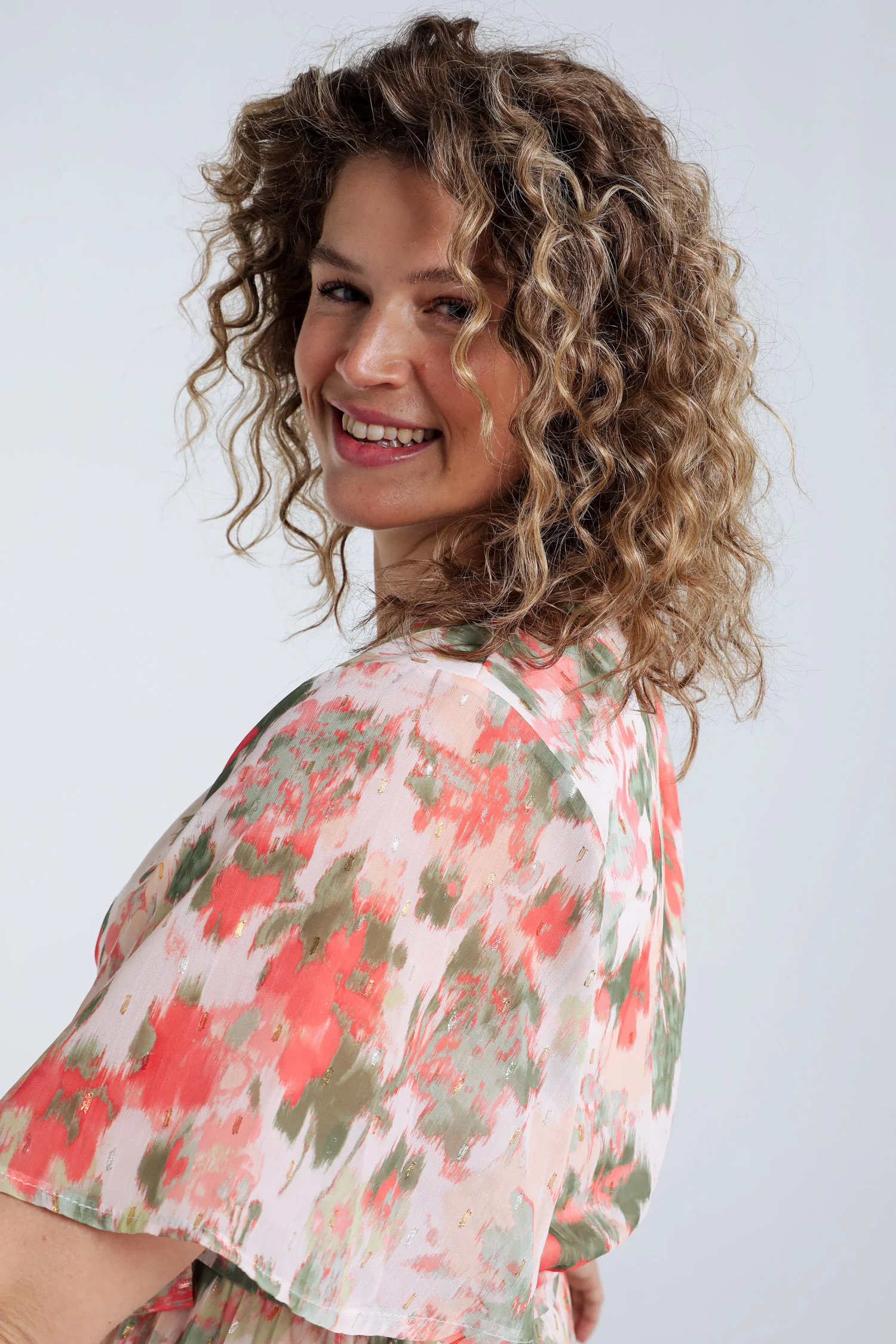 Robe en voile imprimé floral avec lurex - Image 5