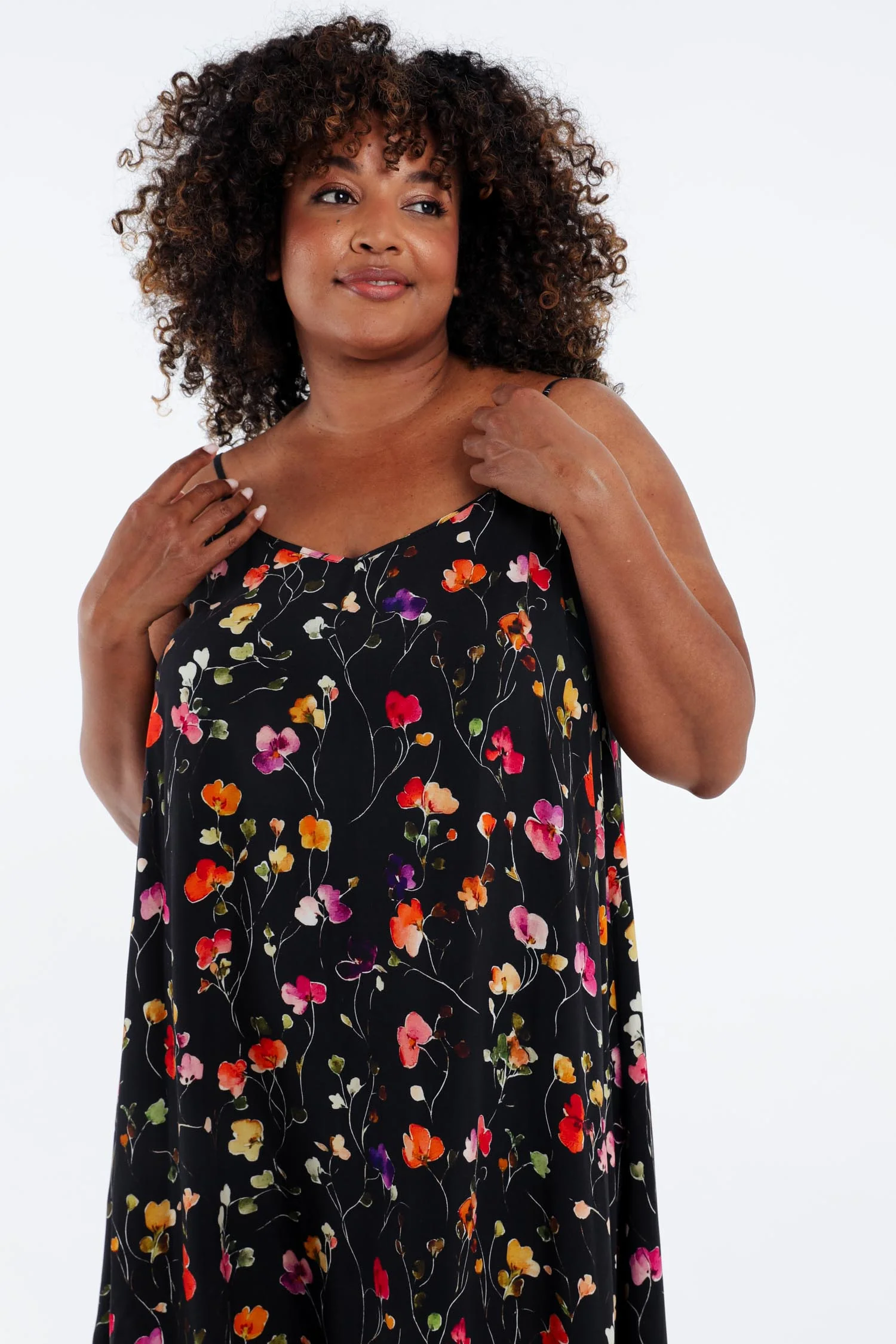 Robe longue en viscose fines bretelles imprimé floral - Image 15