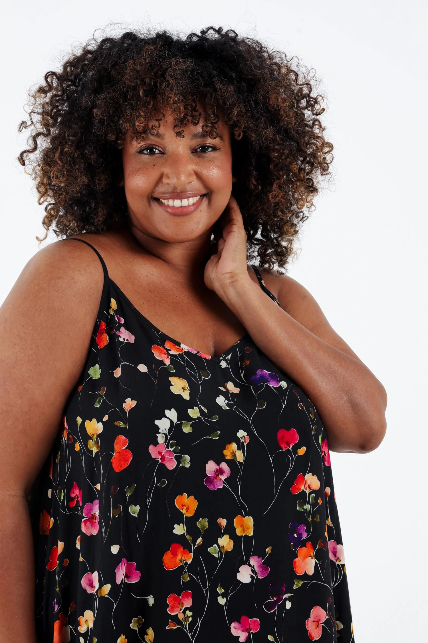Robe longue en viscose fines bretelles imprimé floral - Image 16