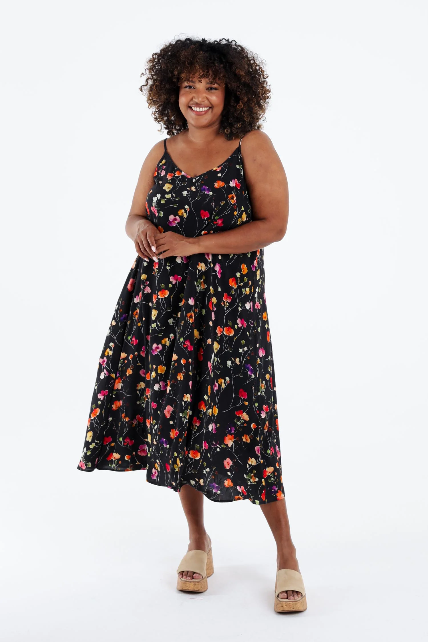 Robe longue en viscose fines bretelles imprimé floral - Image 20