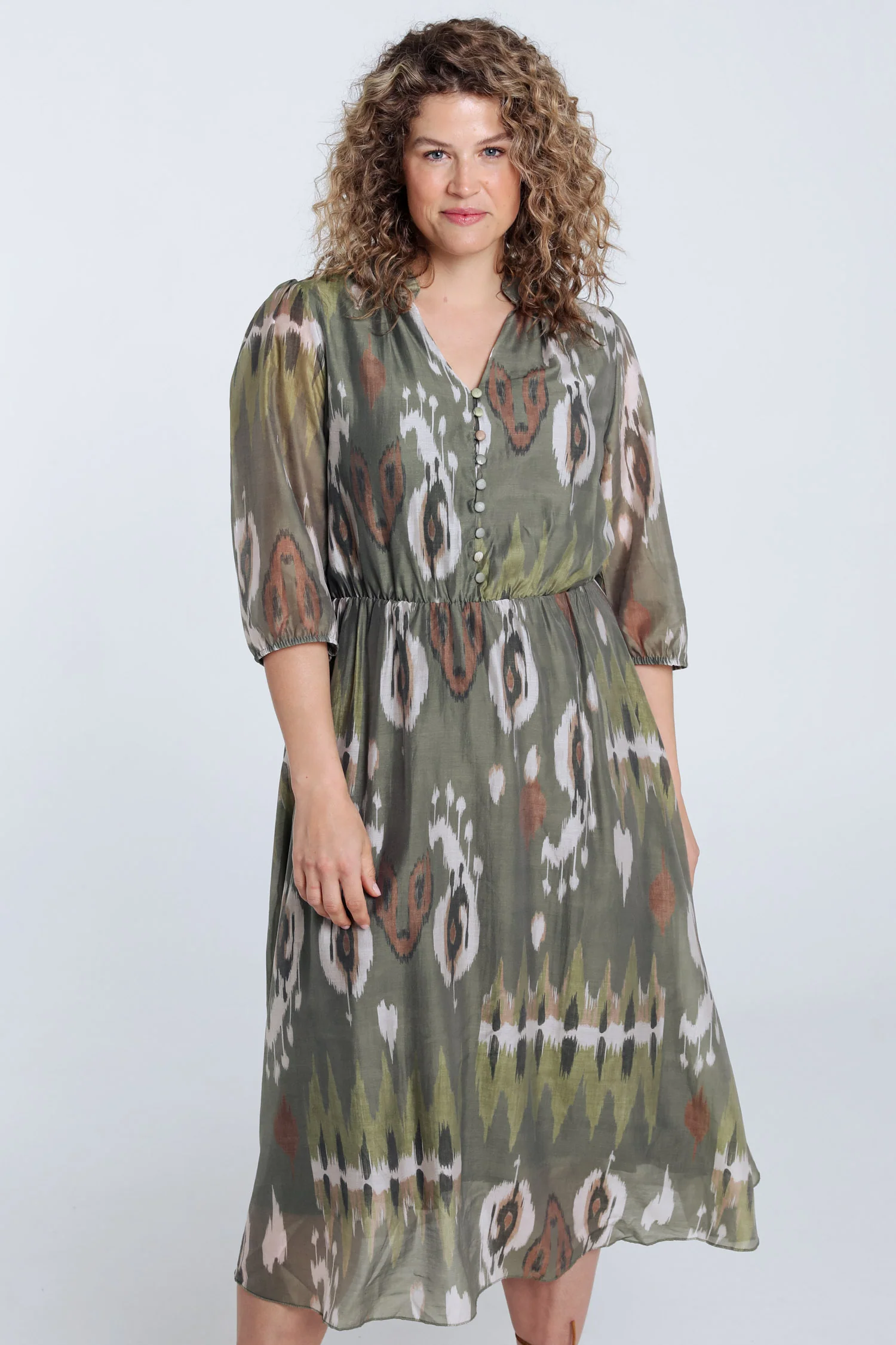 Robe longue en viscose imprimé ethnique