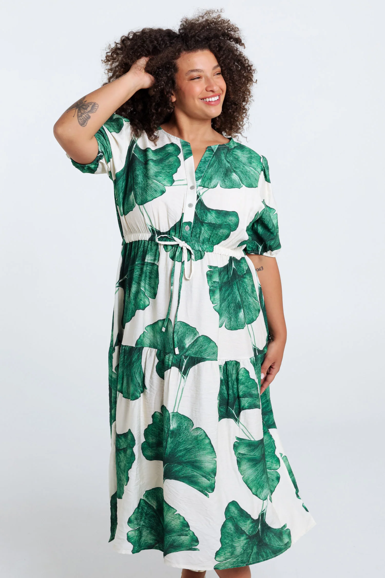 Robe longue en viscose imprimé feuillage - Image 12