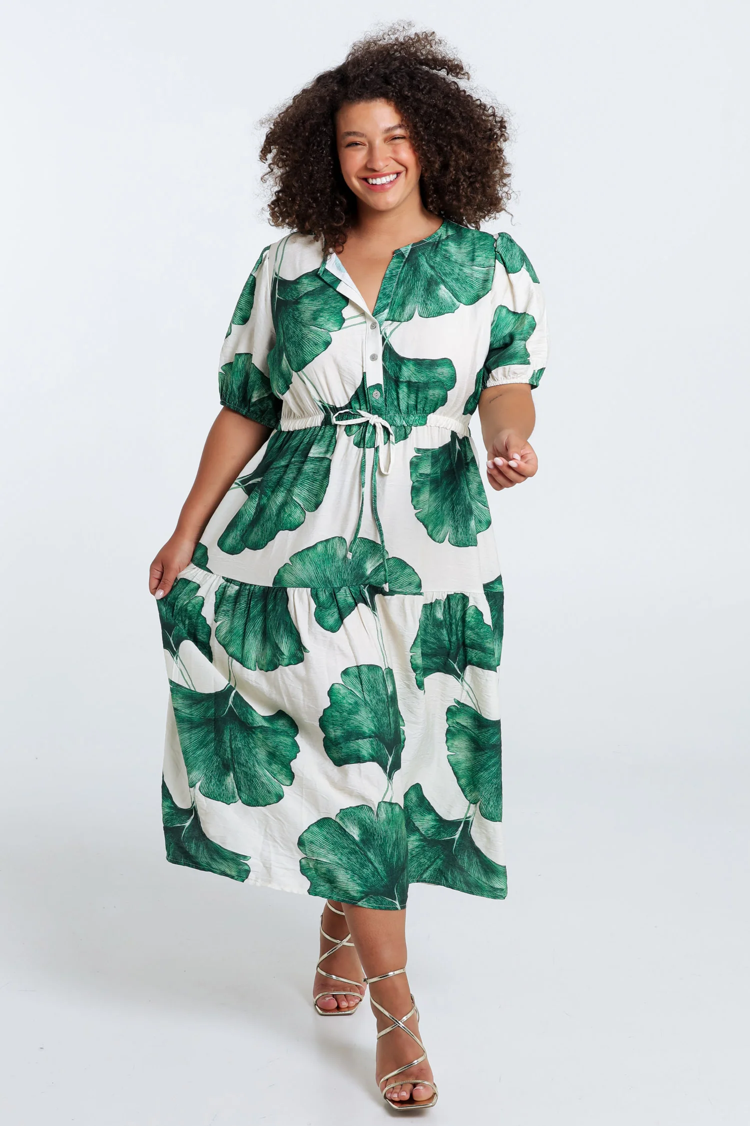 Robe longue en viscose imprimé feuillage - Image 18