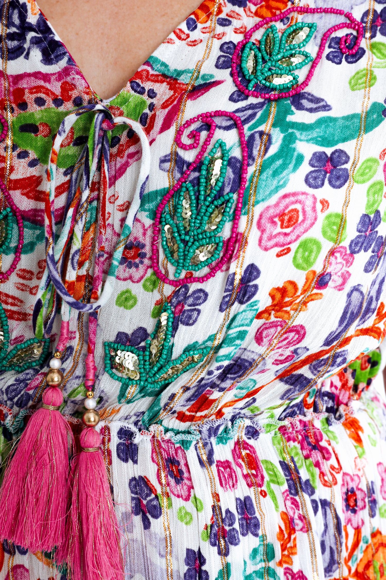 Robe longue en viscose imprimé floral avec lurex - Image 4
