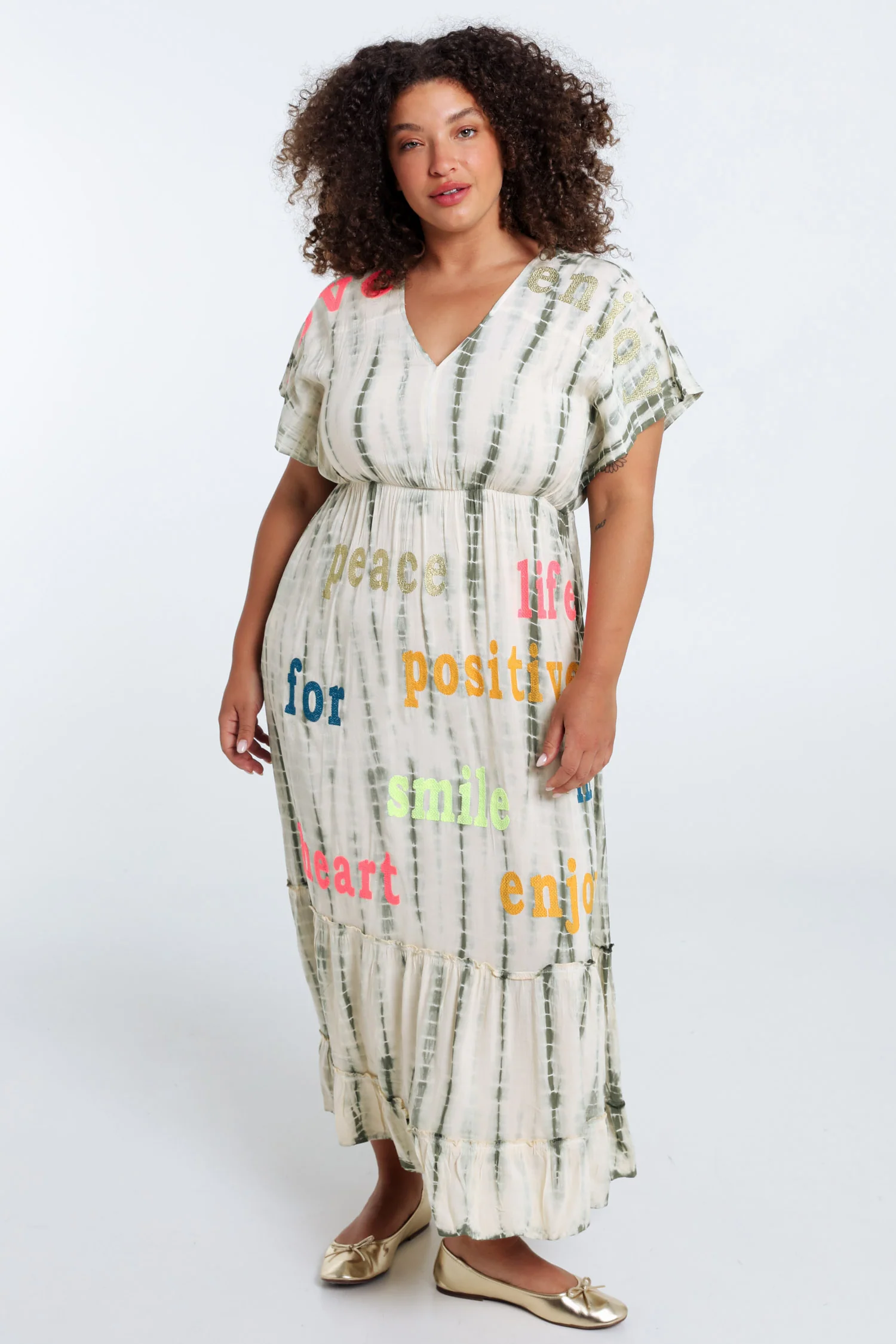 Robe longue en viscose imprimé tie&dye