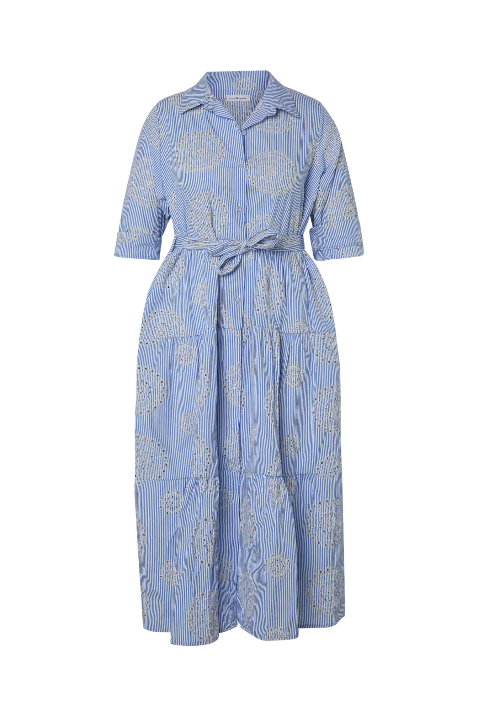 Robe longue rayée avec broderies - Image 10