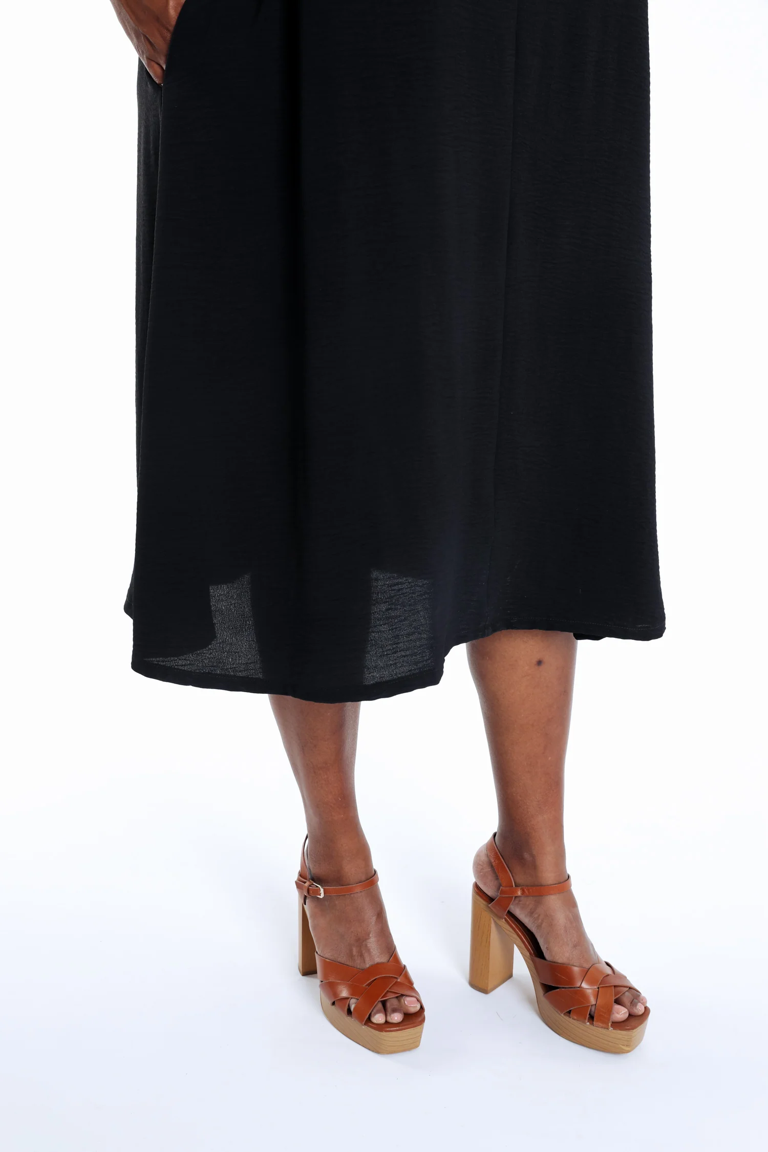 Robe longue unie avec dentelle - Image 4
