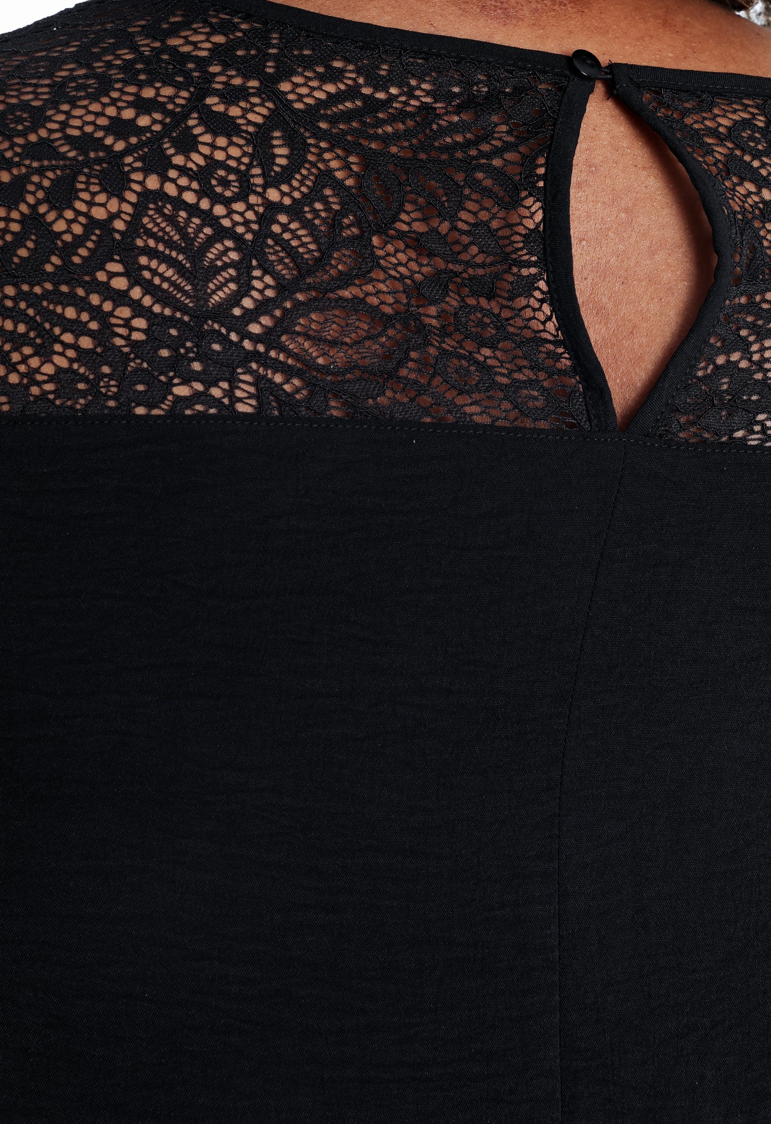 Robe longue unie avec dentelle - Image 6