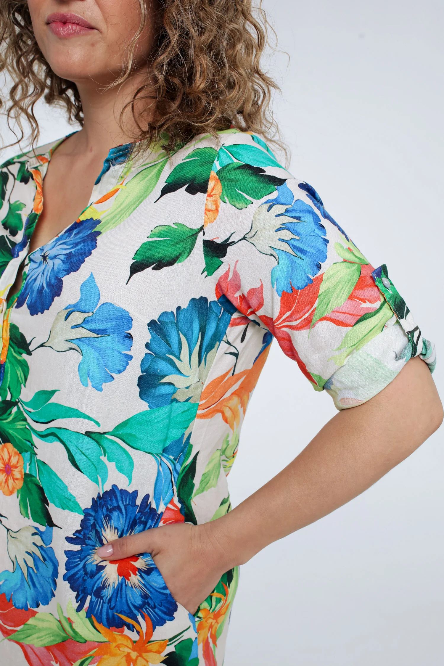 Robe tunique en lin et viscose imprimé floral - Image 5