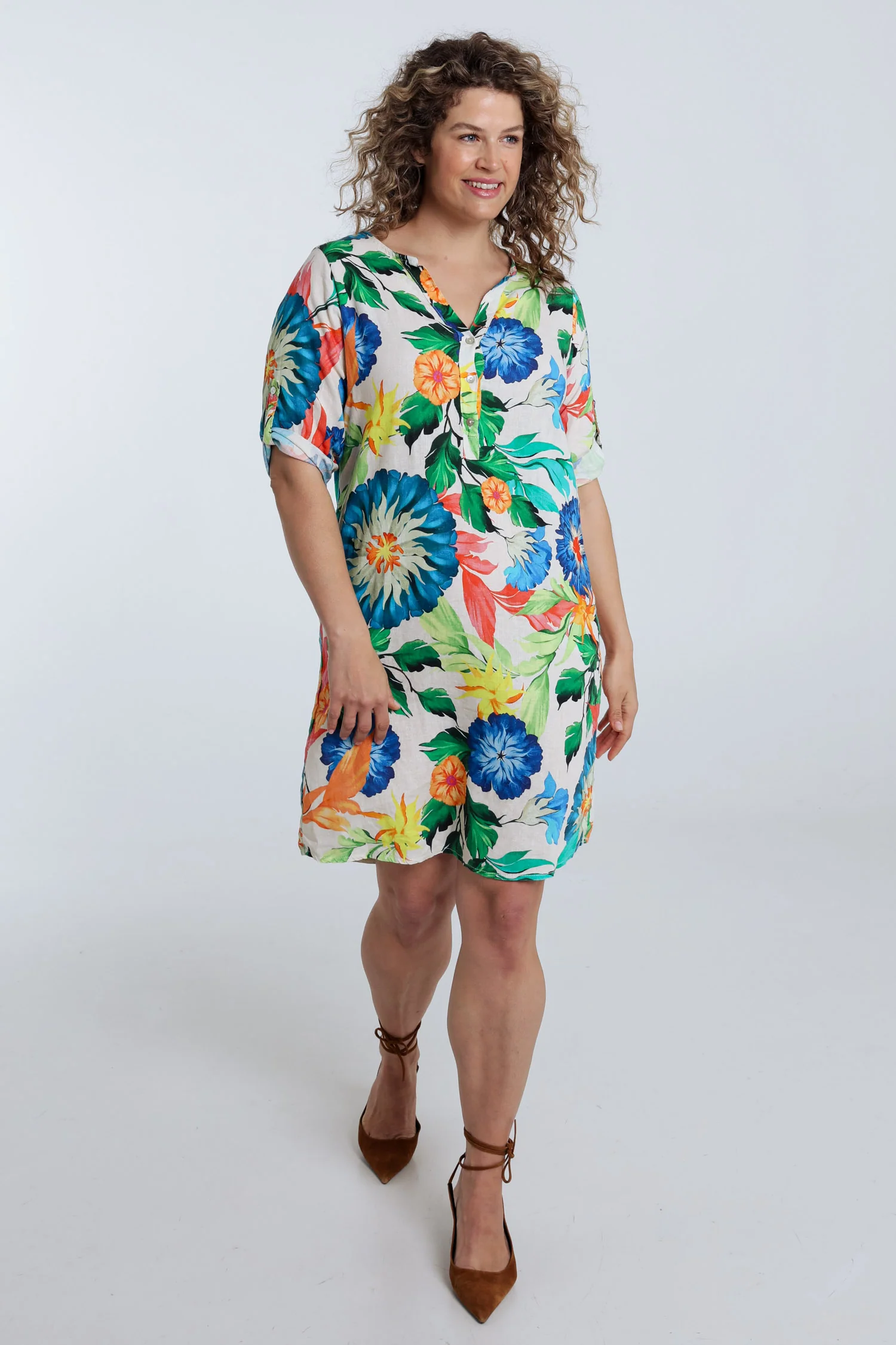 Robe tunique en lin et viscose imprimé floral - Image 8