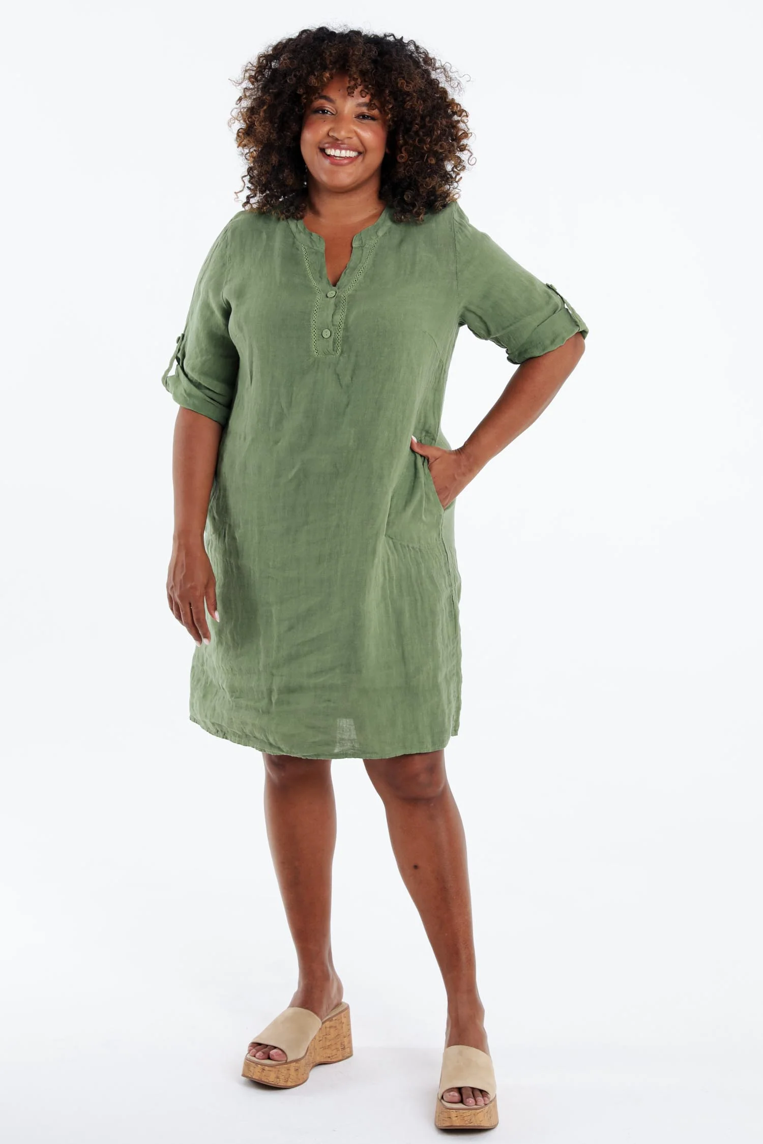 Robe tunique en lin unie - Image 42