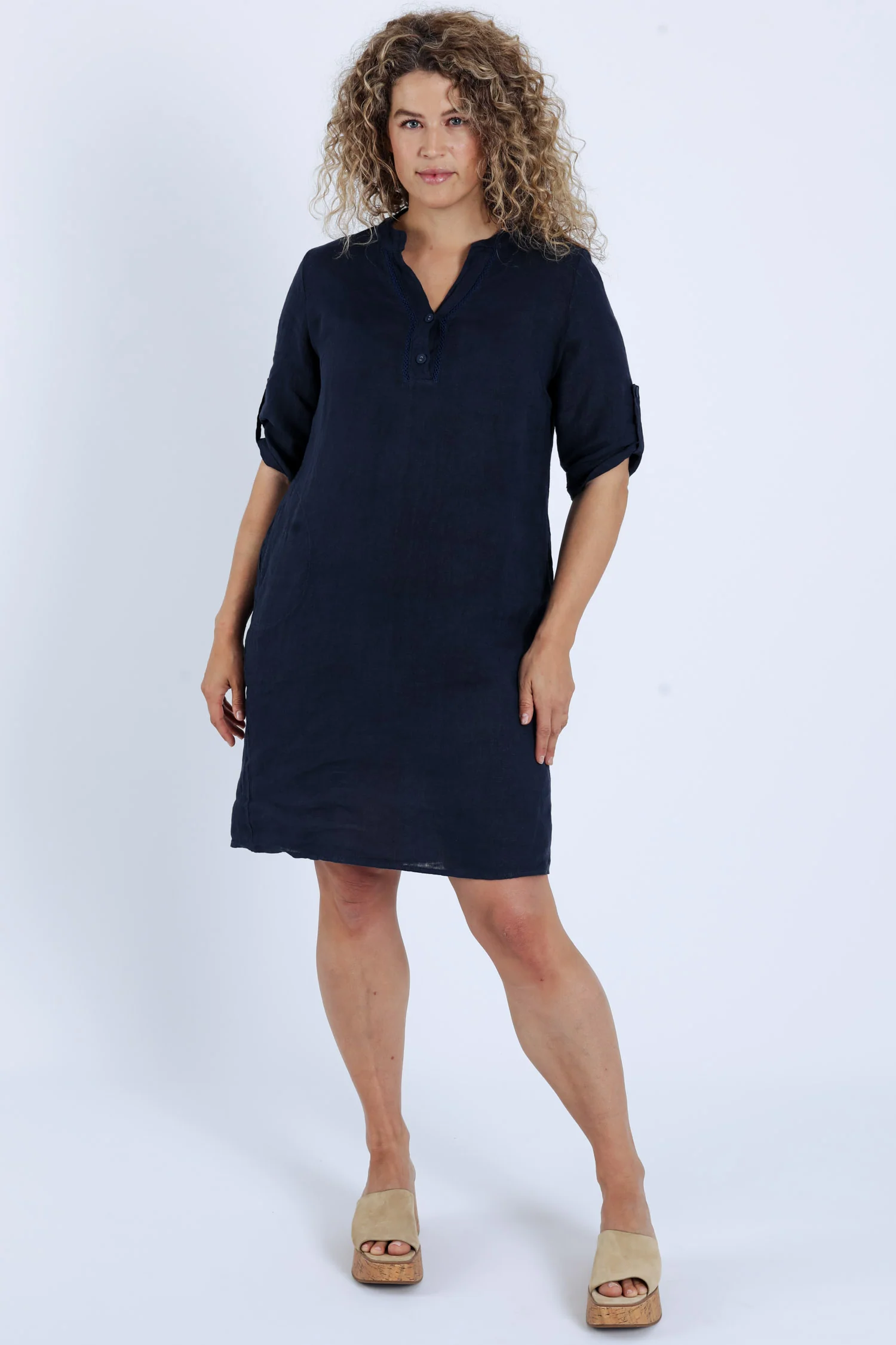 Robe tunique en lin unie - Image 7